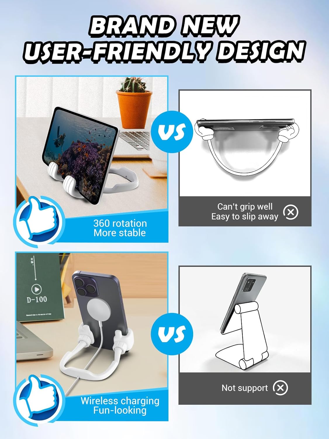 CALDEVER Gifts for Mothers Day Teens Kids Men Women Gifts: Thumbs Up Lazy Phone Stand Holder for Desk Funny Gadgets