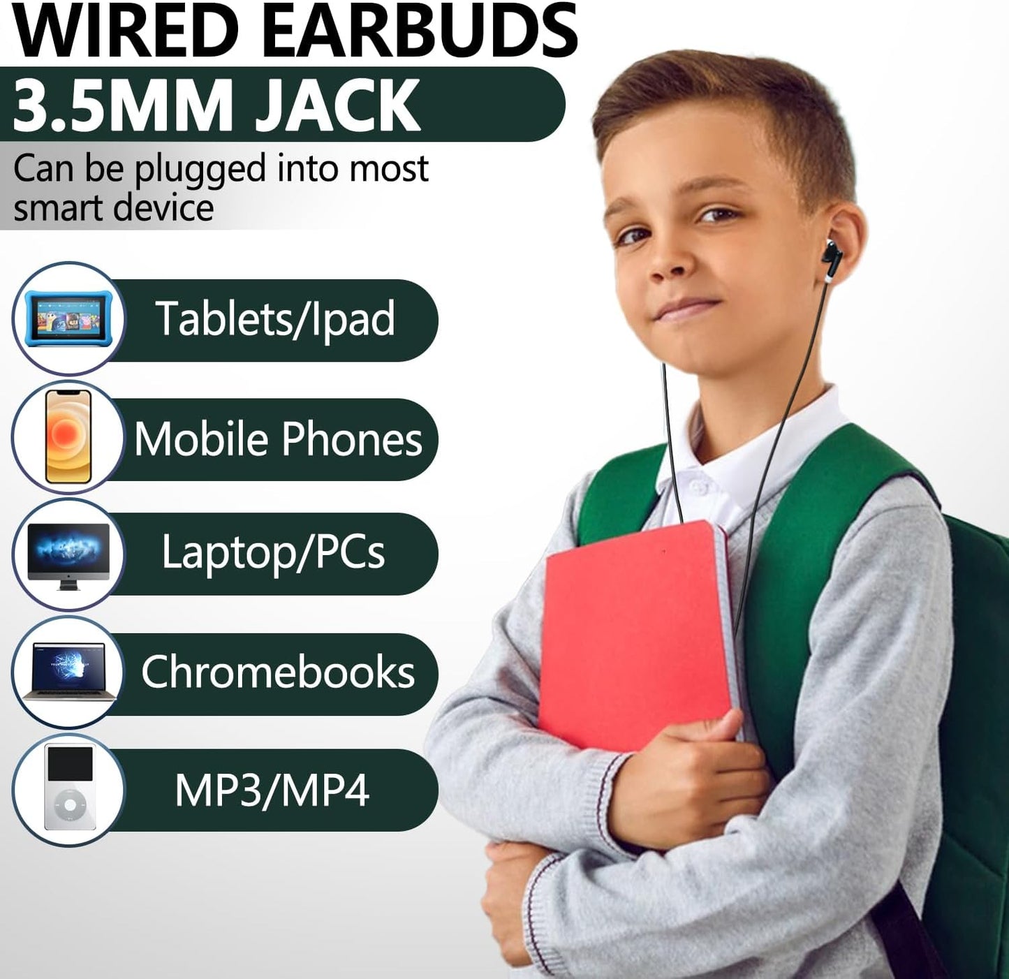50 Pack Set Girls(XPG101, 50 Bulk Earbuds Headphones for Kids Classroom, Wholeslae Wired Earphones Class for School