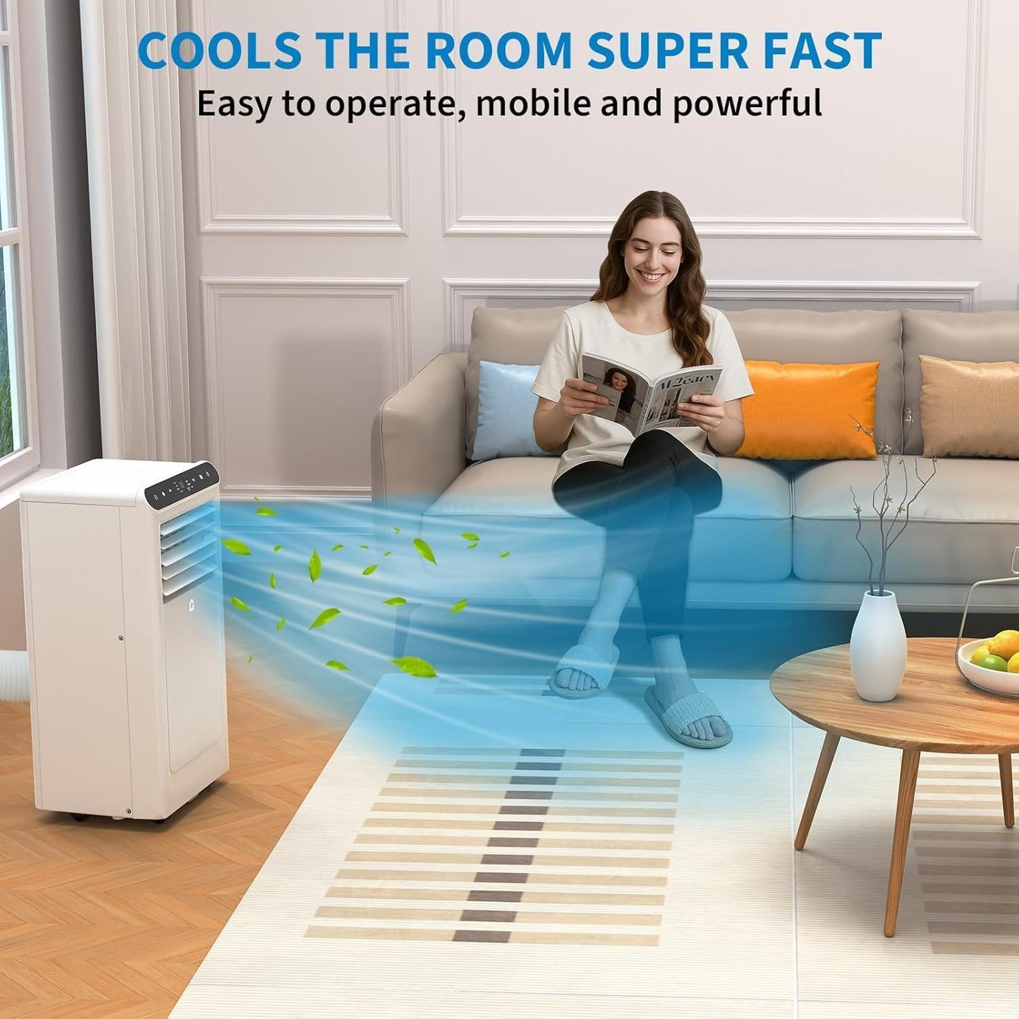 8,000 BTUs Portable Air Conditioner, 3-In-1 Portable AC Unit with Fan & Dehumidifier, Room Air Conditioner Cools Up to 350 Sq.Ft, Standing AC Unit with Remote Control & 24H Timer, for Home, Office