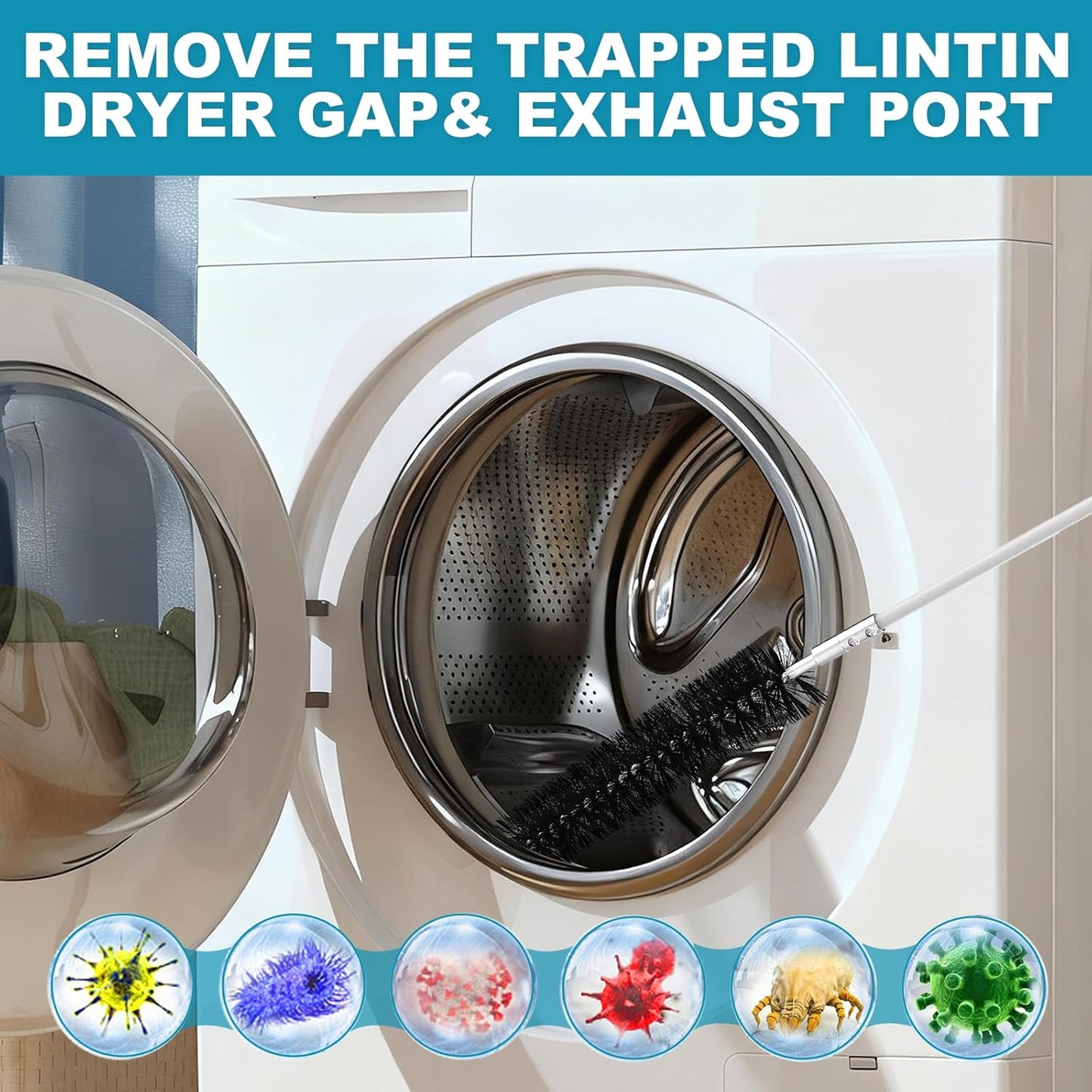 Sealegend 40 Feet Dryer Vent Cleaner Kit - Upgraded Flexible Brush with Drill Attachment for Easy Lint Removal