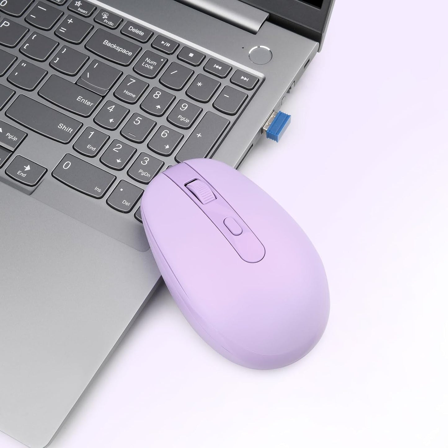 Rii RM700 2.4G Wireless Mouse Silent Mouse with USB Nano Receiver for Laptop,PC,Mac,Chromebook,Windows (Purple)