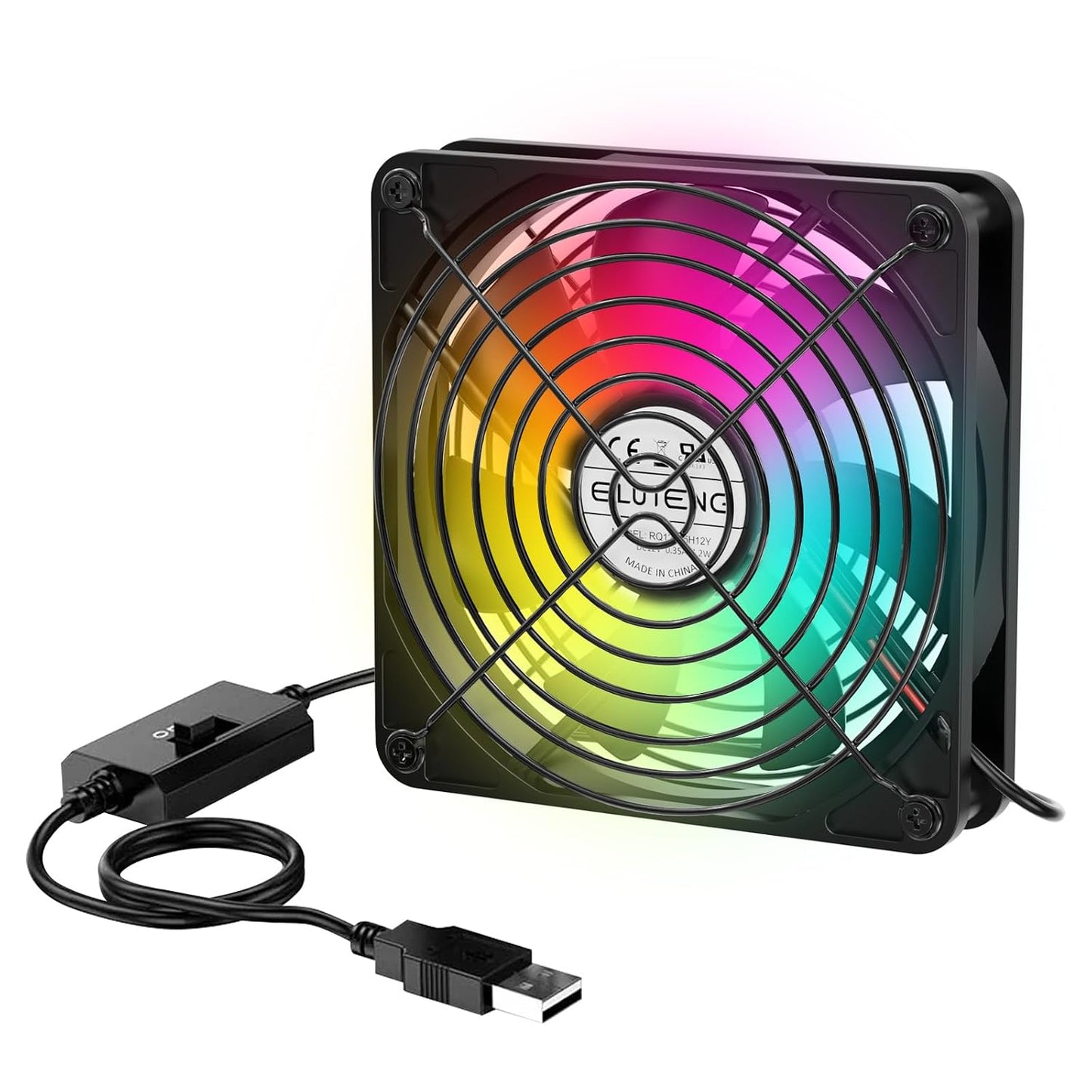 ELUTENG 7 3 1100/1300/1500 USB Computer Cooling Fan with Color RGB Lighting, Speed Controller RPM Small Exhaust Fan