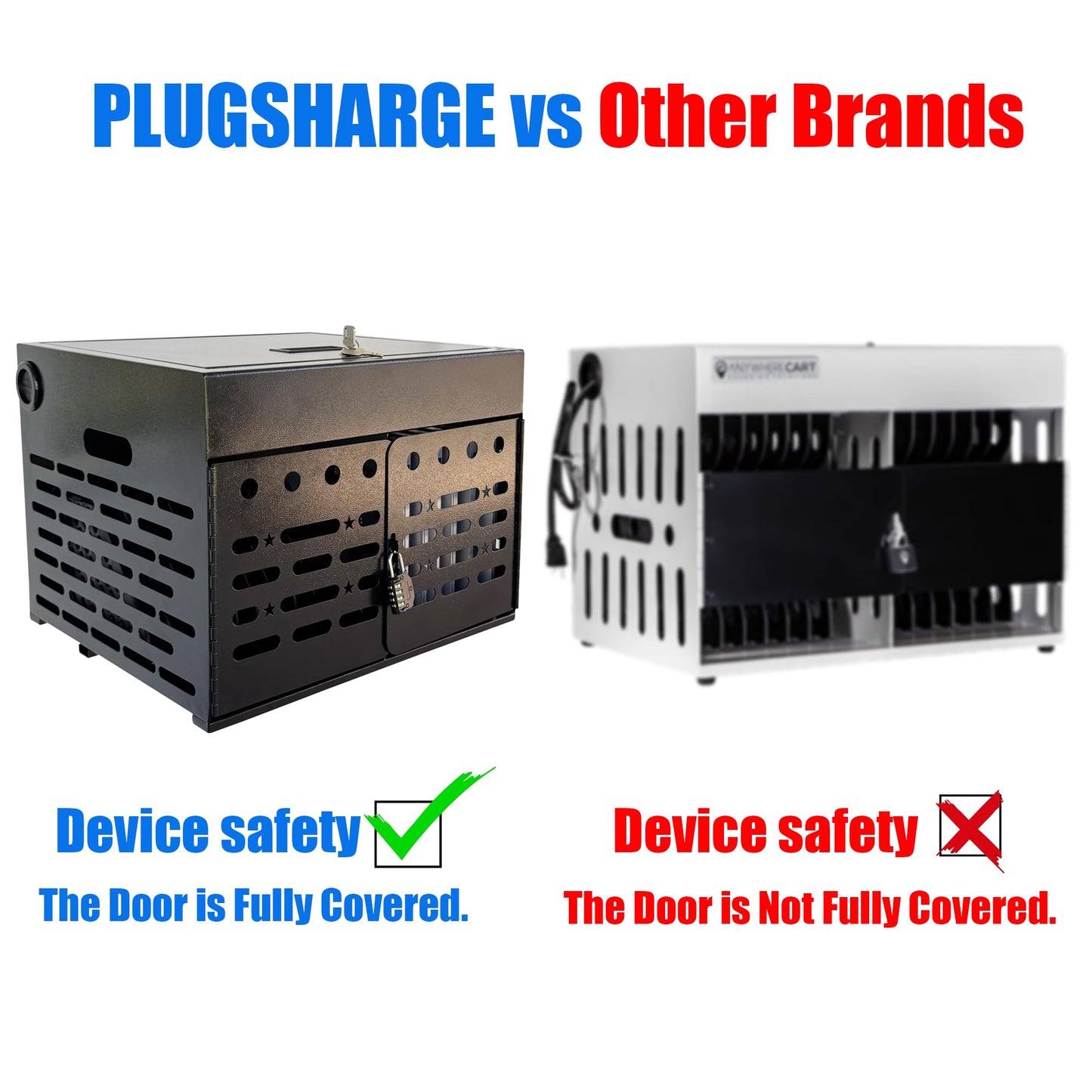 Plugsharge 16-Device Laptop & Tablet Charging Cabinet with Combination Lock, Fully Assembled Metal Charging Station for Chromebooks, iPads & Devices Up to 15.6", Classroom & Office Storage Organizer