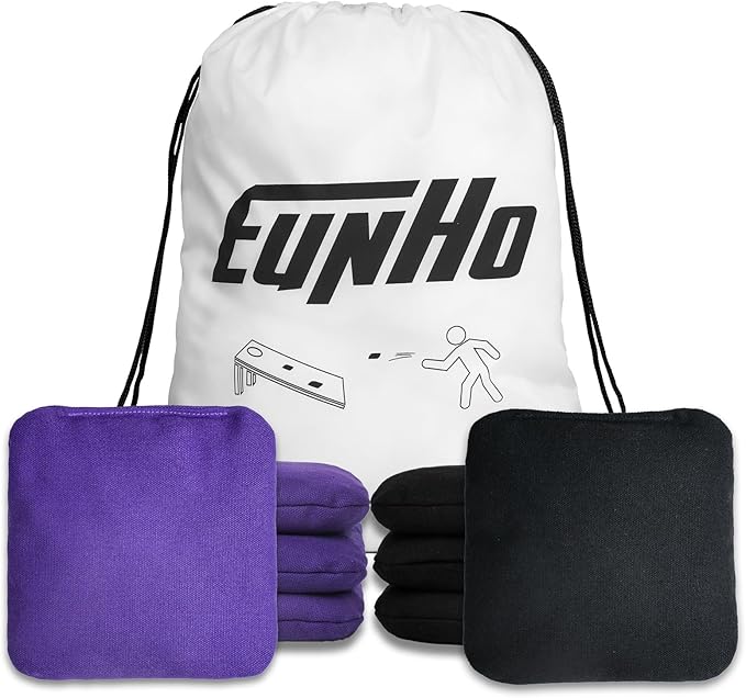 EunHo Cornhole Bags Set of 8 Regulation Size & Weight Corn Hole Bean Bags Official Professional All Weather for Tossing Game with Carry Case