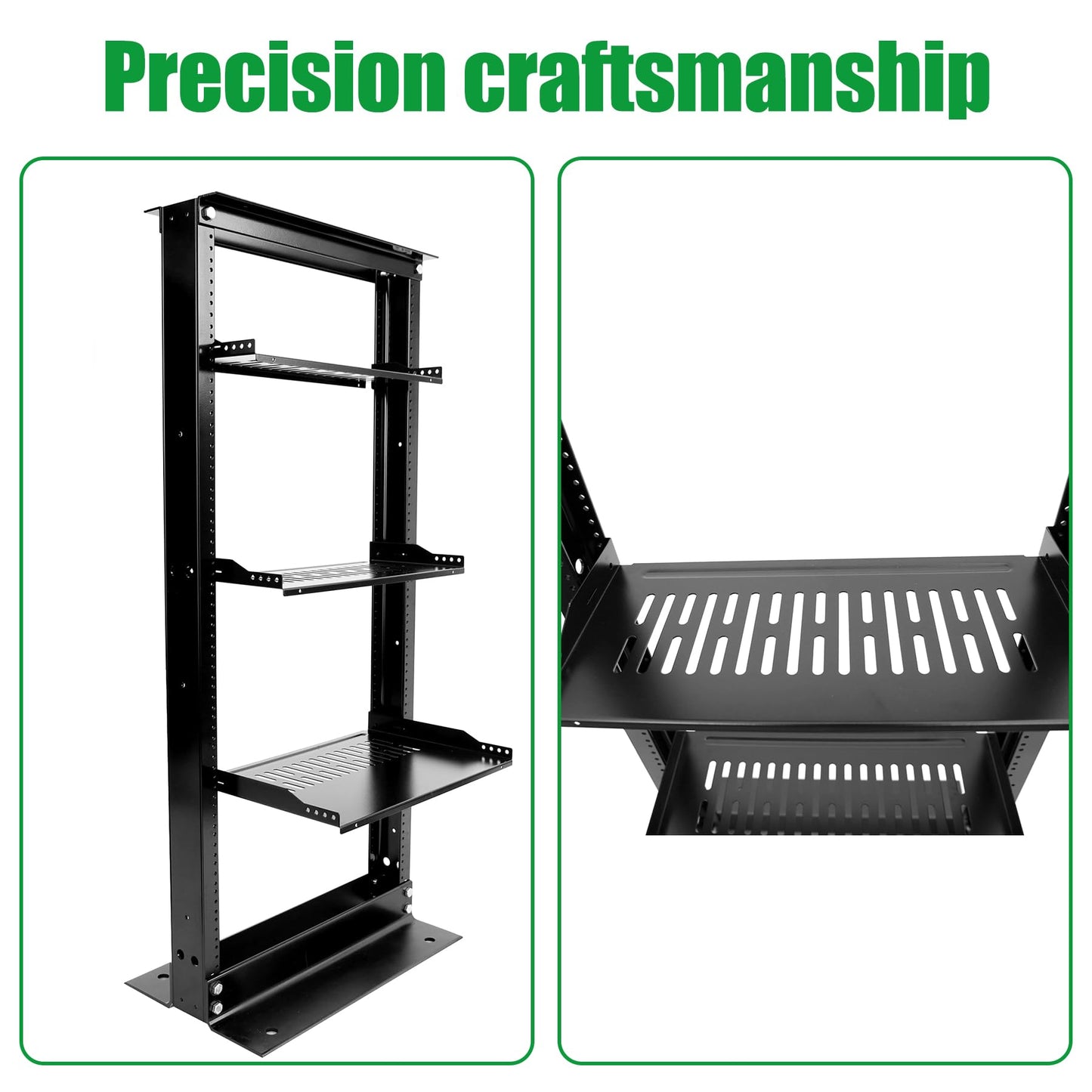Server Rack Shelf-Universal Vented Rack Mount Cantilever Tray for 19" Network Rack & Cabinet - Heavy Duty Steel - Weight Capacity 115lb-3U H 18" D/ 2 Pieces Packaging GLOBALRACK (3U18, 18INCH)