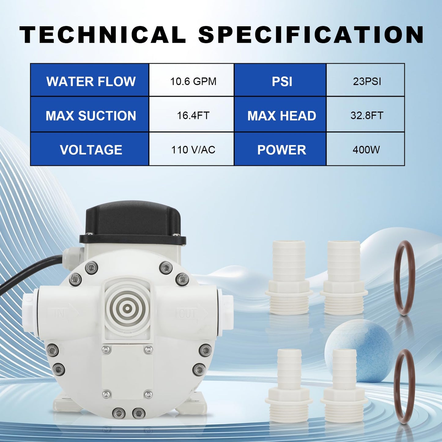 AC 110V-120V Diesel Exhaust Fluid Transfer Pump, DEF Fluid Pump for DEF, Automotive Urea, Oil, Water etc, Self-Priming Electric DEF Pump Compatible with U.S. Plug,400W, 10.6 GPM, 36ft Lift