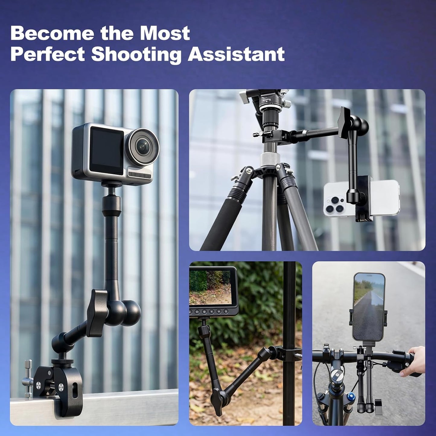 EMART 10inch Articulating Magic Arm Camera Mount with Super Clamp, Friction Power Adjustable Camera Mounts & Clamps