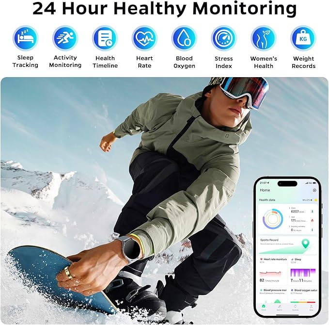 Ultra-Thin Smart Ring for Women Men,Sleep Tracker Ring with Heart Rate, Waterproof Fitness Ring for Activity Monitoring/Steps/Calories,No Subscription Fee,for iSO & Android (Glod,7#)
