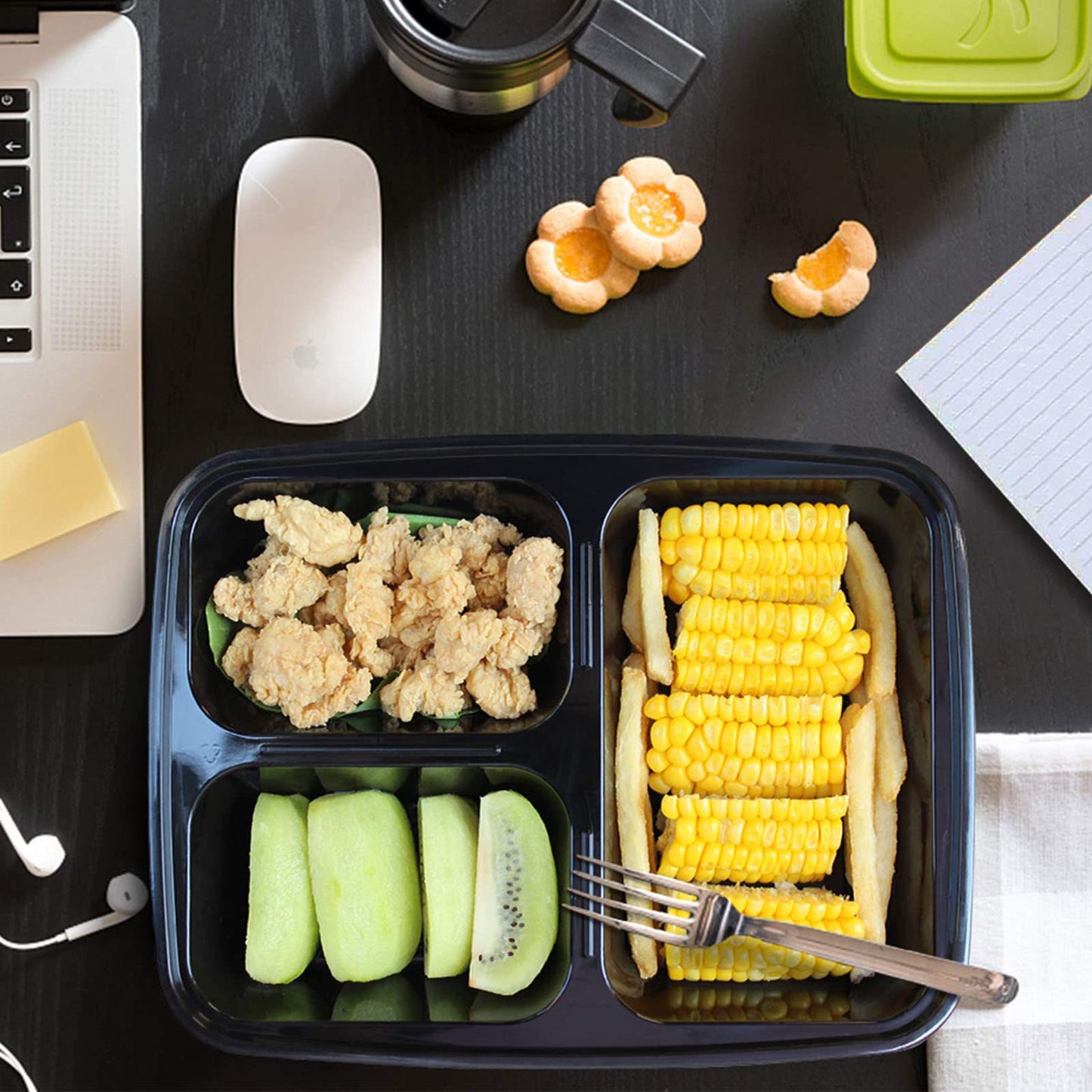 MORDEN MS Meal Prep Container With Lids, 50 Pack 3 Compartment Reusable Food Storage Container Divided Plastic Bento Box Lunch Box To-go Boxes(33oz)