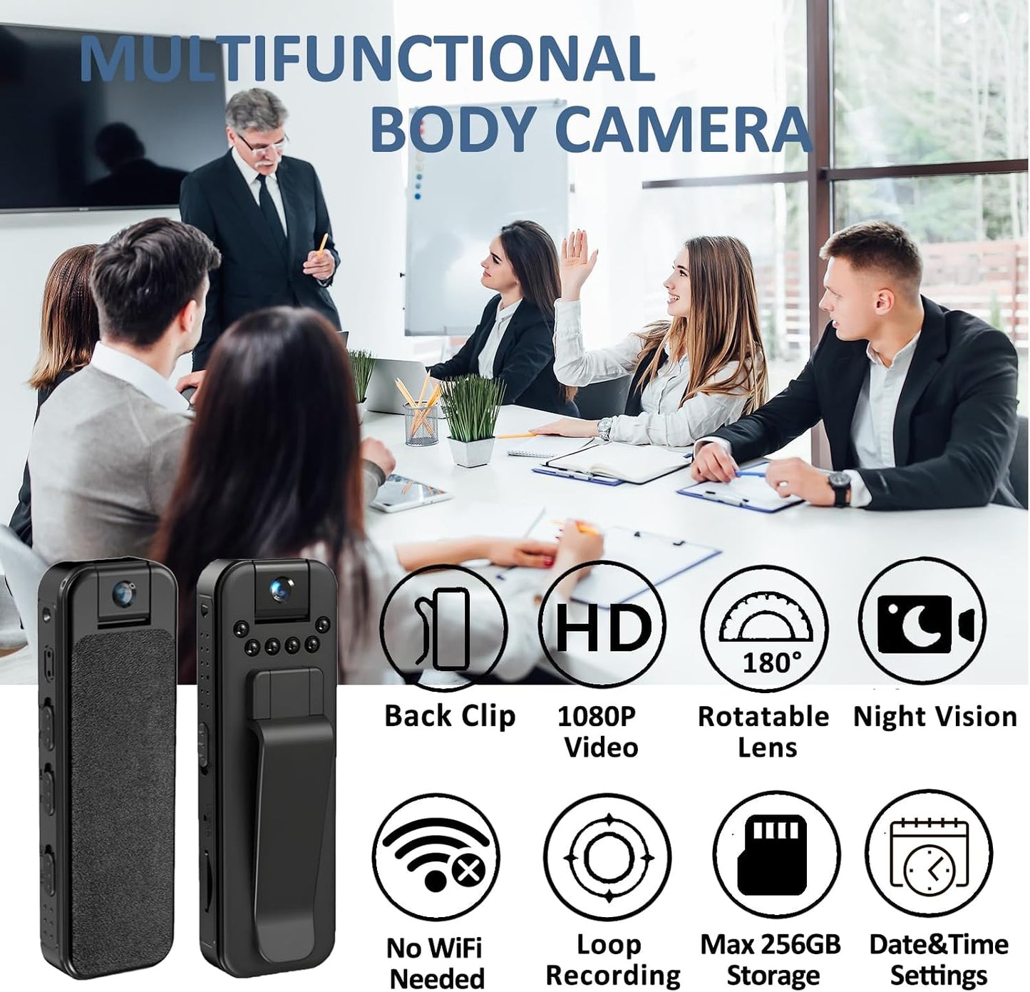 Ahheyie 1080P Body Camera Video, Wearable BodyCam Protable Camcorder with Night Vision, Sports Camera