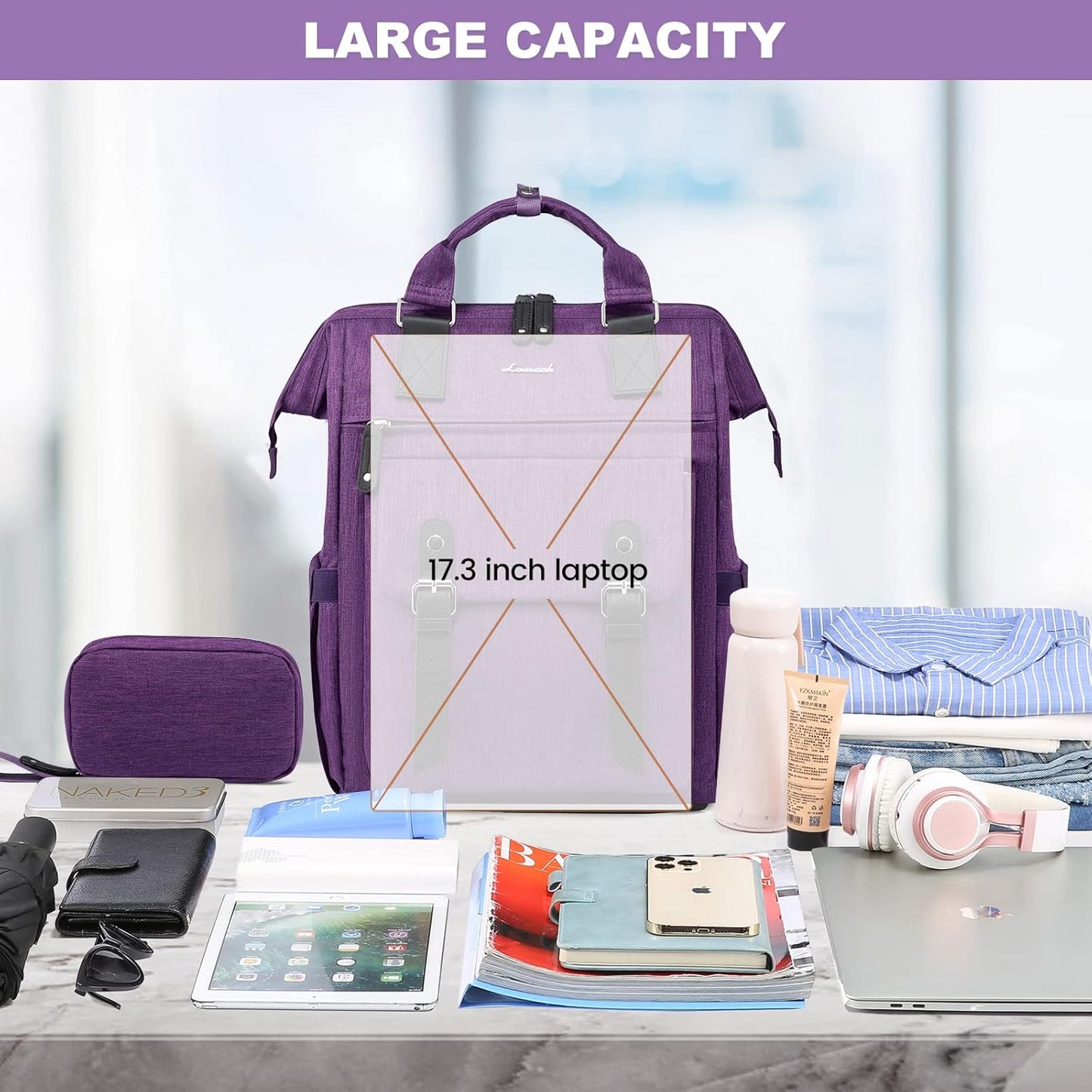 Backpack Backpack, Backpack Commuter 17 Inch, LOVEVOOK Laptop for Women Work Travel Teacher Doctor Nurse Bags College