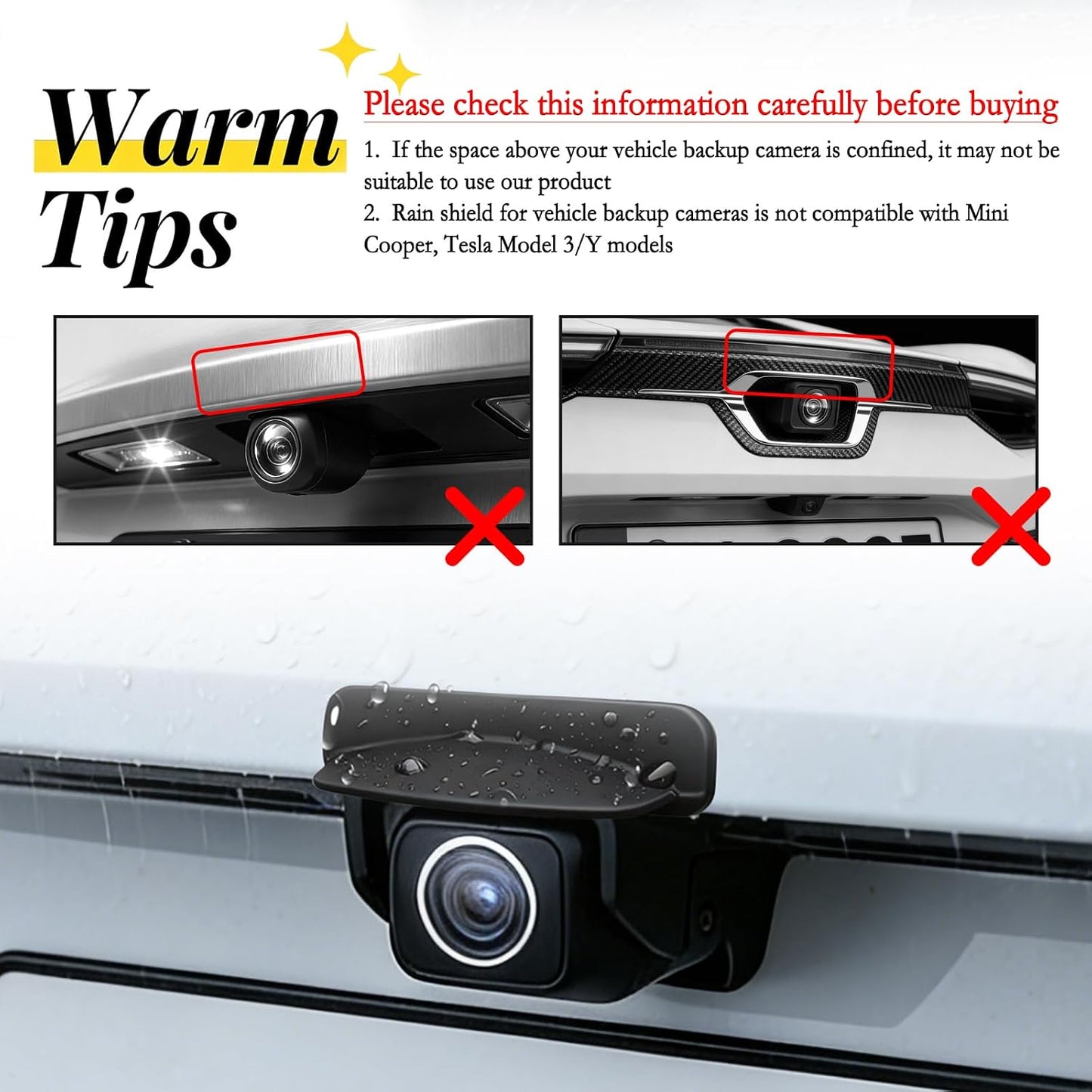 carleef New Car Backup Camera Rain Shield,Silicone Reverse Camera for Car Rains Shield Keeps Imaging Clear,Extended