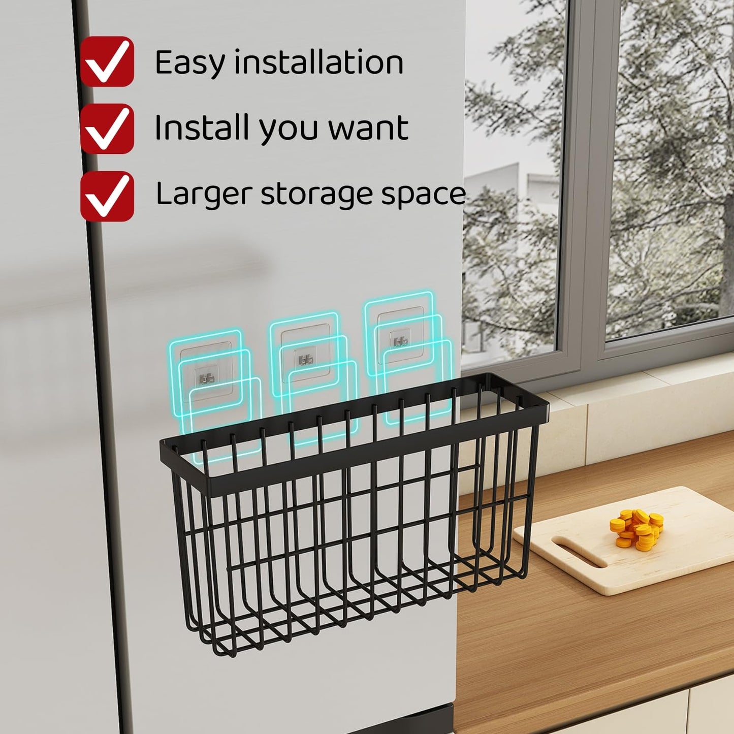 SleekStore Kitchen Cabinet Door Storage Box,Self Adhesive Wall Mounted,Wardrobe/Bathroom/Refrigerator Small Items Organizer,Oil bottle/Seasoning storage (3 Piece)