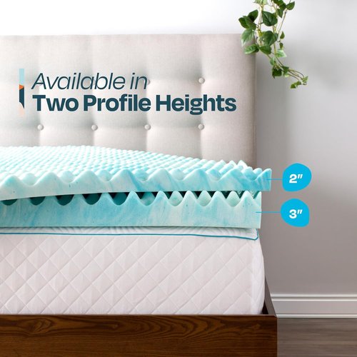 Linenspa 3 Inch Gel Memory Foam Mattress Topper - Reversible Egg Crate Design for Comfort - King Size