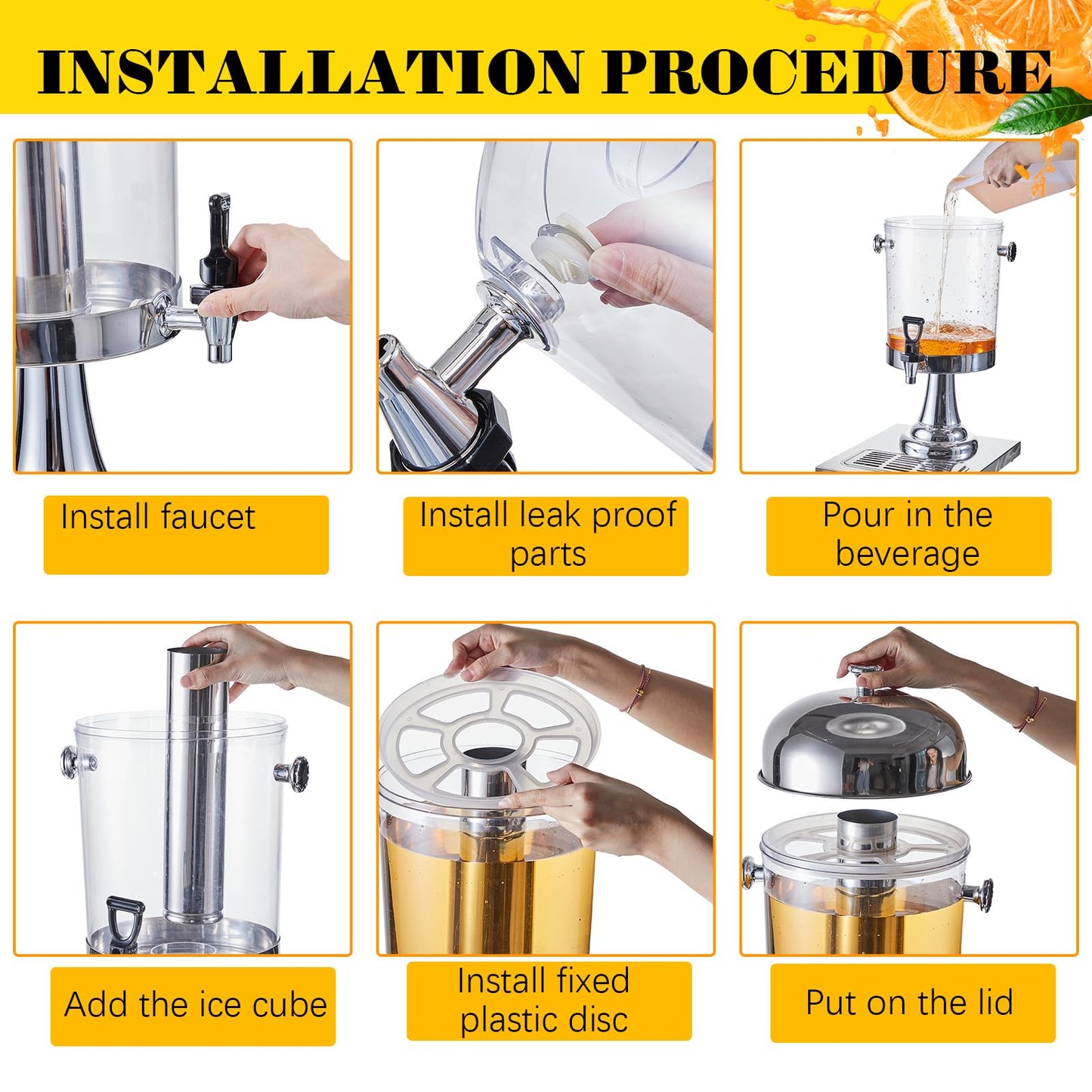 Gisafai 3 Pcs 2 Gallon Drink Dispensers for Parties, Beverage Dispenser with Stand, Stainless Steel Hot Cold Juice Dispenser with Centre Ice Core and Drip Trays for for Beer, Water Lemonade