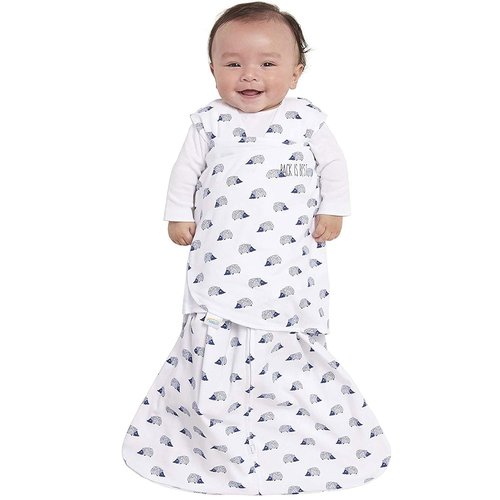 HALO Sleepsack Swaddle - 100% Cotton 3-Way Adjustable Wearable Blanket, Navy Hedgehog, Small (3-6 Months)