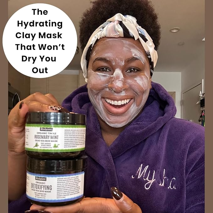 Dead Sea Mud Mask 2 Pack Hydrating Clay Masks with Bentonite and Kaolin Clay Whipped Texture Non Drying Pore Minimizer for Face 8 oz each (1 Mint + 1 Detox Mud)