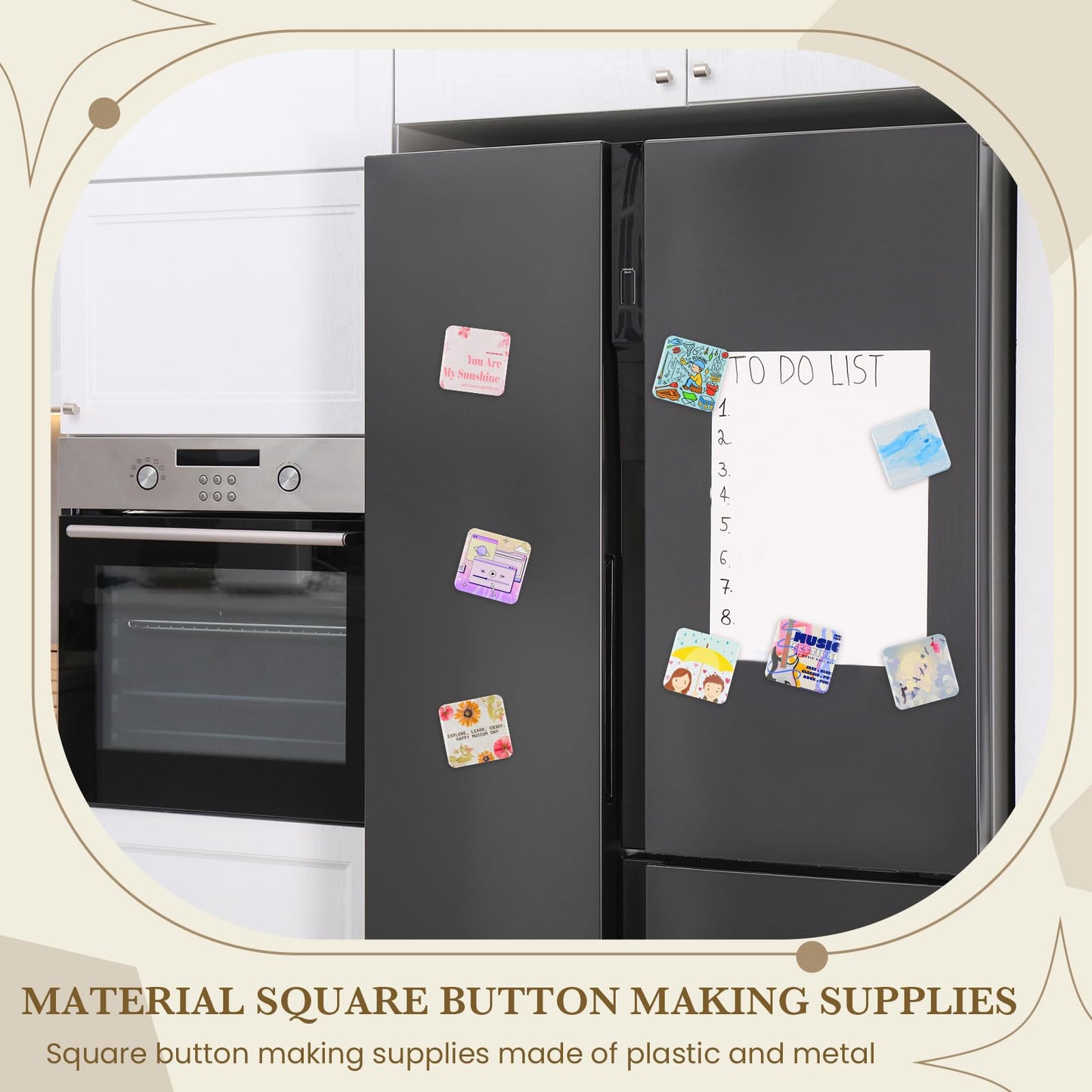 Wavwavw 150 Sets 50mm/1.97 Inch Square Button Maker Supplies, 75 Pcs Blank Fridge Magnet Badge Parts and 75 Pcs Pin-Back Badge Parts Press for Square Button Maker Machine, DIY Gift Crafts