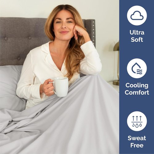 Comfy Twin Size 3 Piece Sheet Set by [Brand Name] - Breathable & Cooling Hotel Luxury Bedding - Deep Pockets, Soft & Wrinkle-Free in French Grey