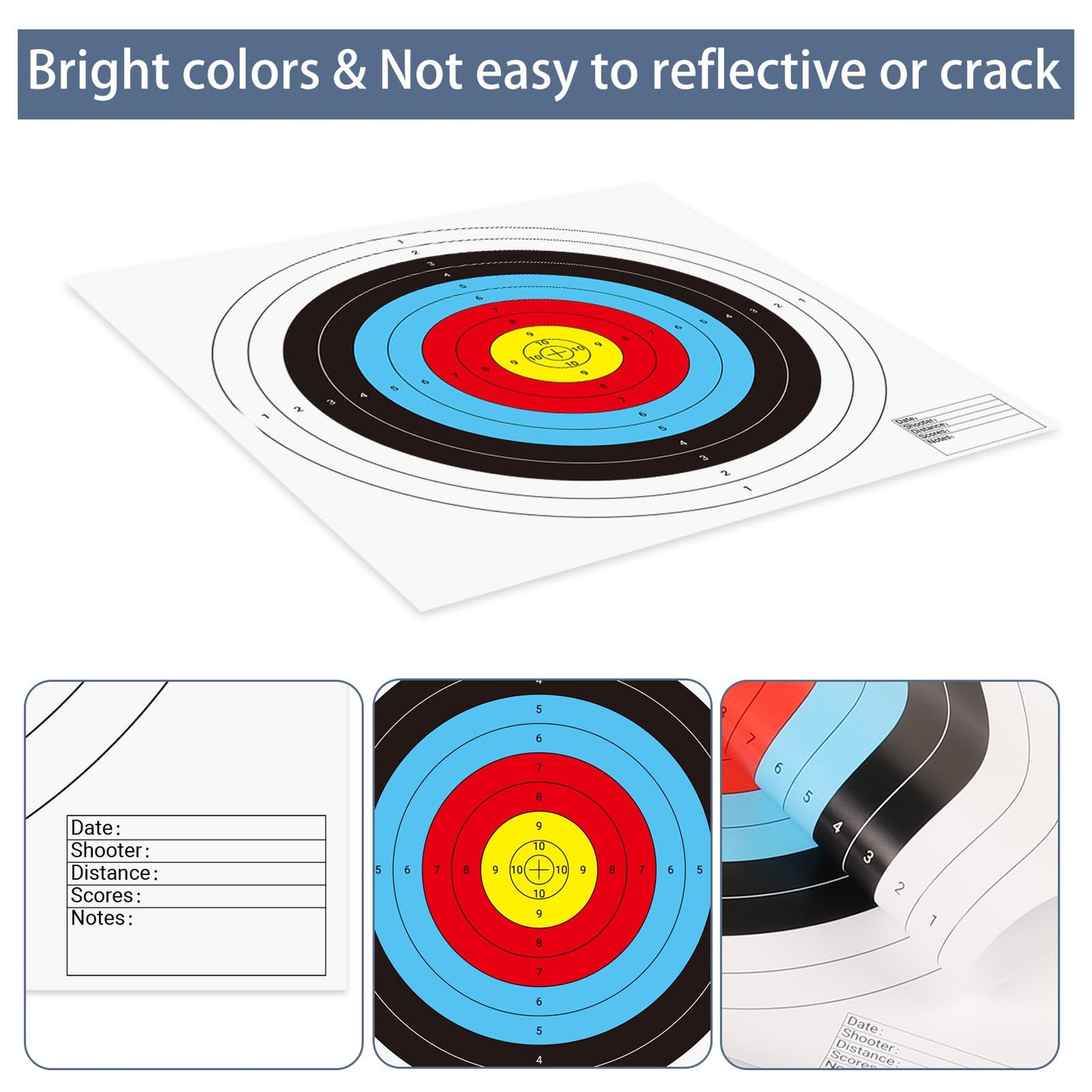 suituts 50Pcs Bullseye Paper Shooting Targets for Range, Archery Targets Paper 16x16 inch 10 Ring Bow and Arrow Targets for Backyard Targets Paper for Practice & Shooting