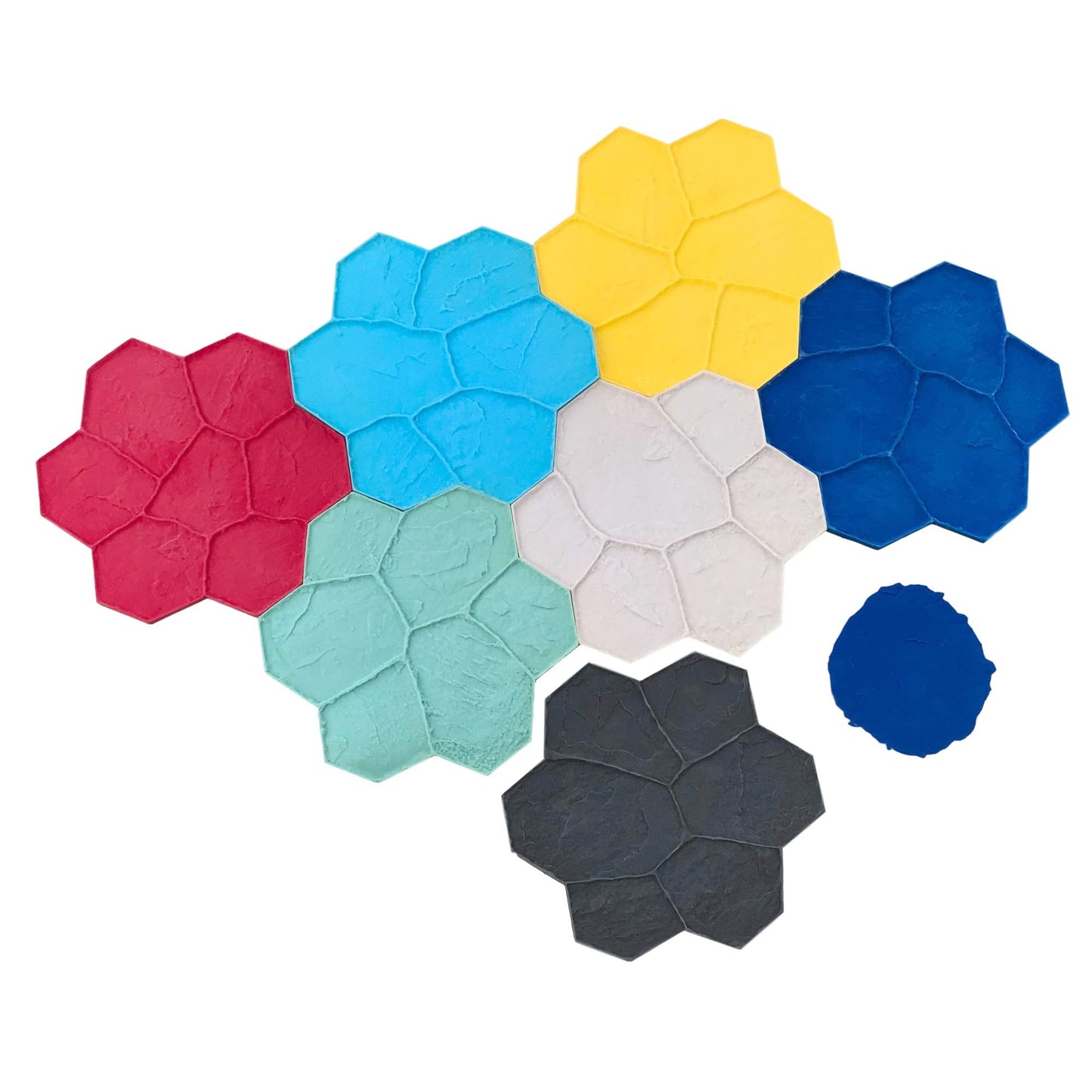 New Random Stone Concrete Stamp Set by Walttools | Decorative Stone Tile, Rotational Pattern, Sturdy Polyurethane Texturing Mats, Realistic Detail (8 Piece)