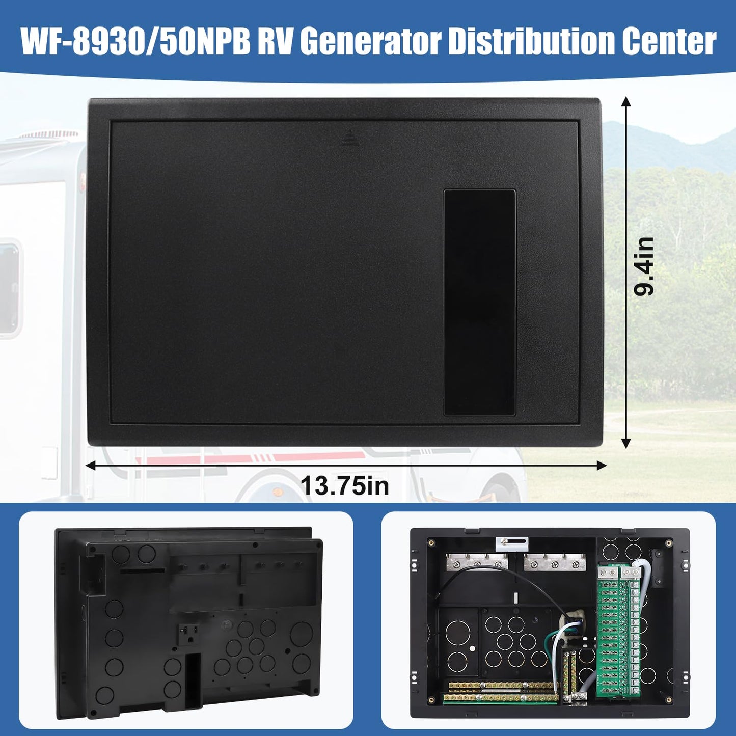 WF-8930/50NPB RV Generator and Component 30/50 Amp AC Distribution Center with 15 DC Circuits for RV