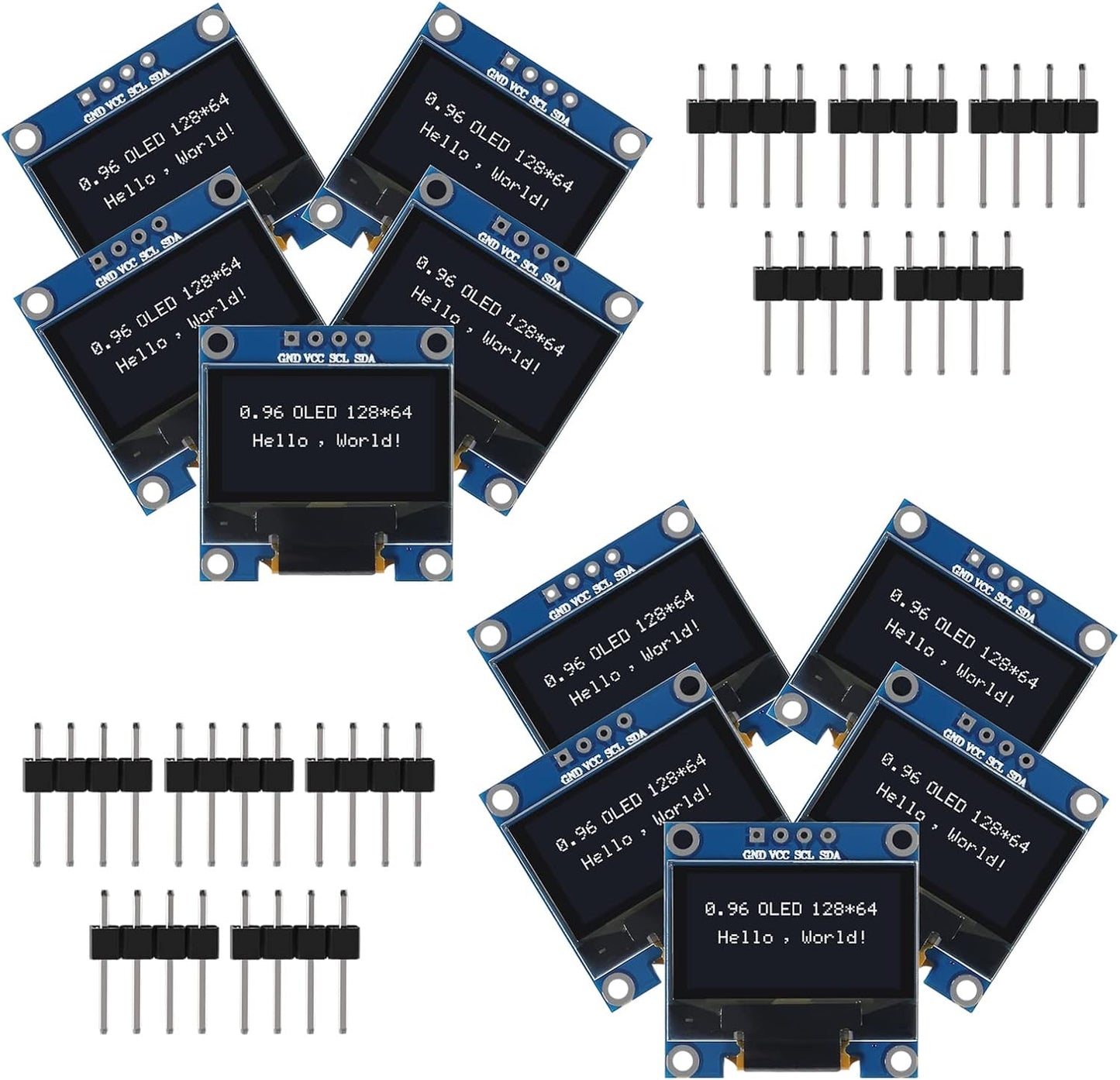 AITRIP 10 0.96 inch 12864 128X64 I2C SSD1306 4 PCS OLED LCD Display Board Module IIC Driver Pins Compatibile