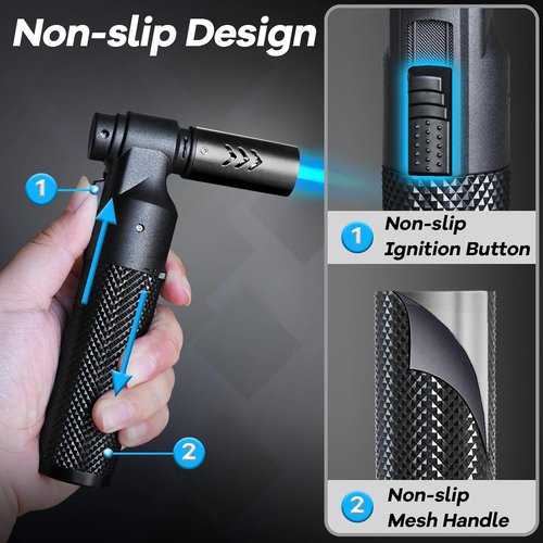 Luxgaze Butane Torch - Refillable Mini Blow Torch with Big Jet Flame for Culinary & BBQ | Black