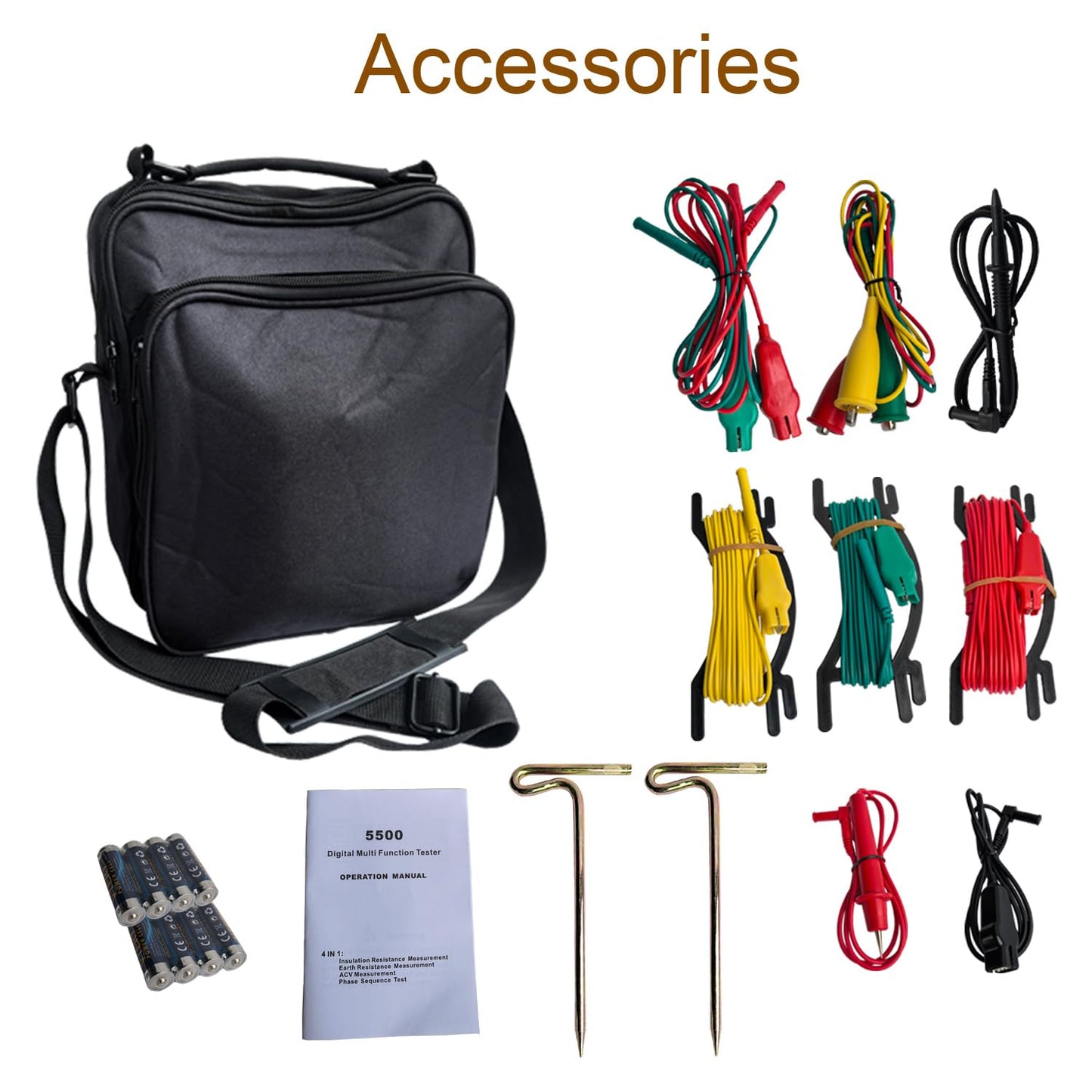 Vanlison 4-in-1 Digital Multimeter with Ground Earth Resistance Tester, Insulation Resistance Tester, Phase Sequence Detector & Voltmeter - 0.01Ω Resolution 600V AC/DC Voltage Measurement Auto-Ranging