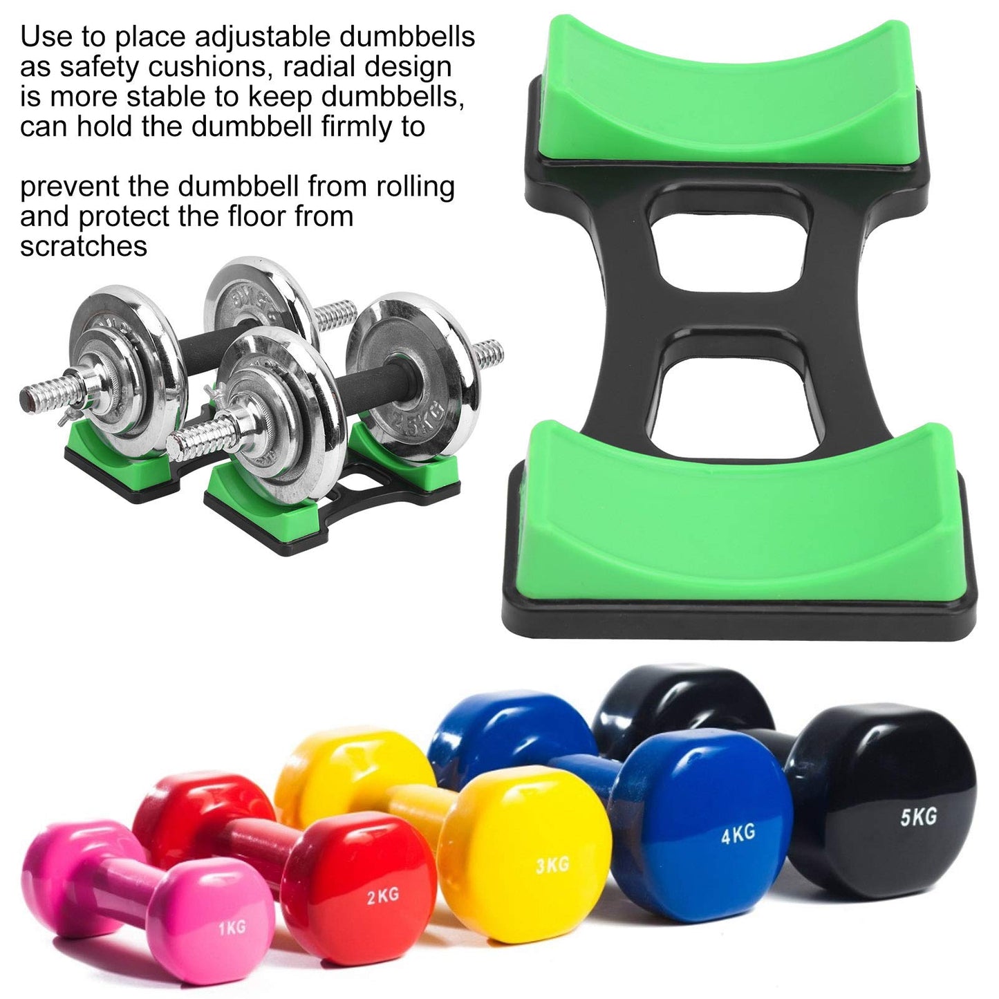 Gavigain Dumbbell Bracket Mat,1Pair ABS Dumbbell Rack,Dumbbell Storage Frame Stand Floor Protection Holder Fitness Equipment S