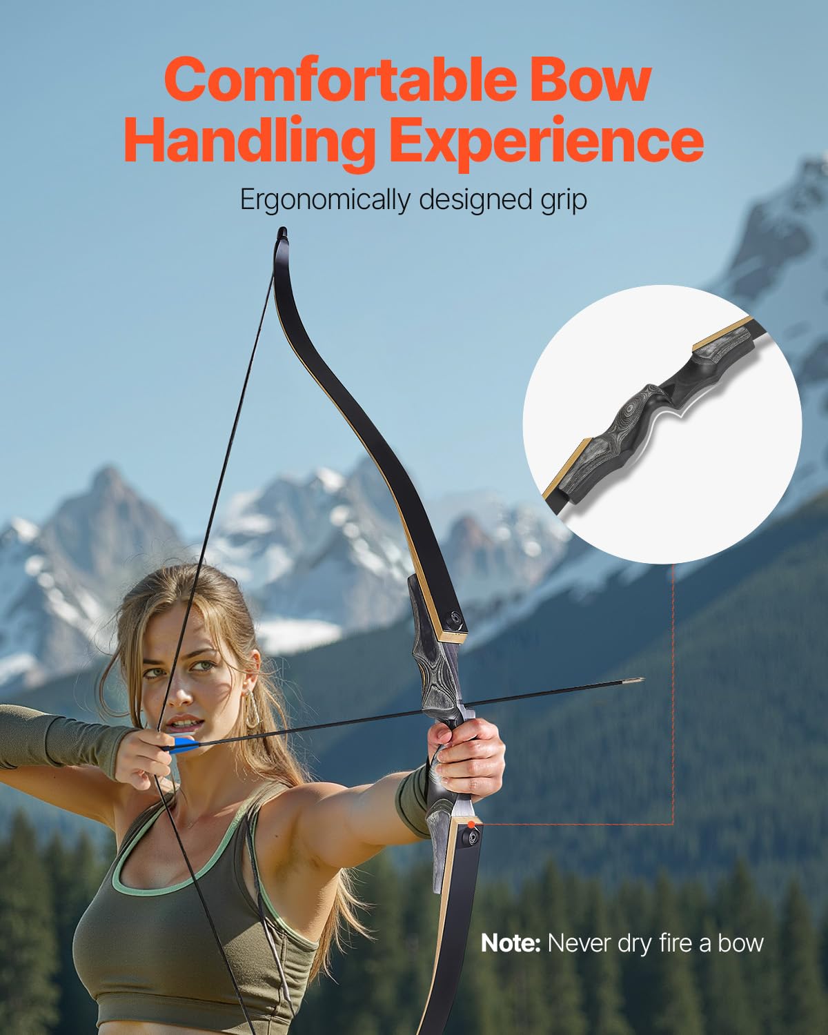 VEVOR Recurve Bow and Arrows Kit, 60 inch Wooden Takedown Bows, Right Handed Ergonomic Archery Recurve Bow Package, Longbow for Outdoor Target Training Practice Hunting, Beginners to Advanced