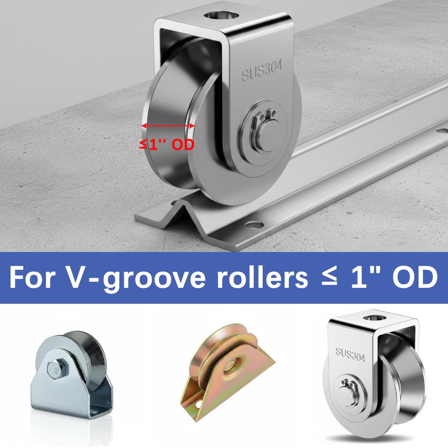 24 Ft V-Track Galvanized Inverted V Track for 1'' OD V-Groove Sliding Gate Rollers Driveway Gate with Hammer Drive in Anchors, Heavy Duty Sliding Driveway Gate Track