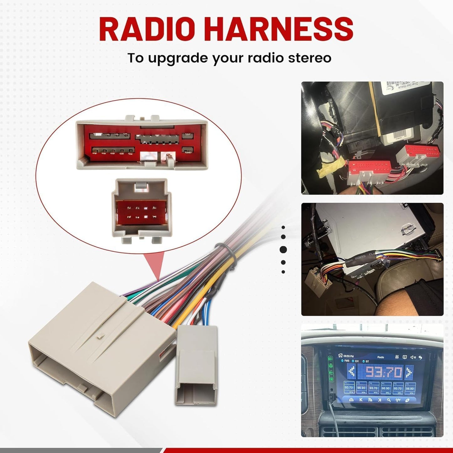 12 5 RED WOLF Radio Stereo Wiring Harness with Volt to Volt Step Down Adapter Switcher Harness Replacement for Older