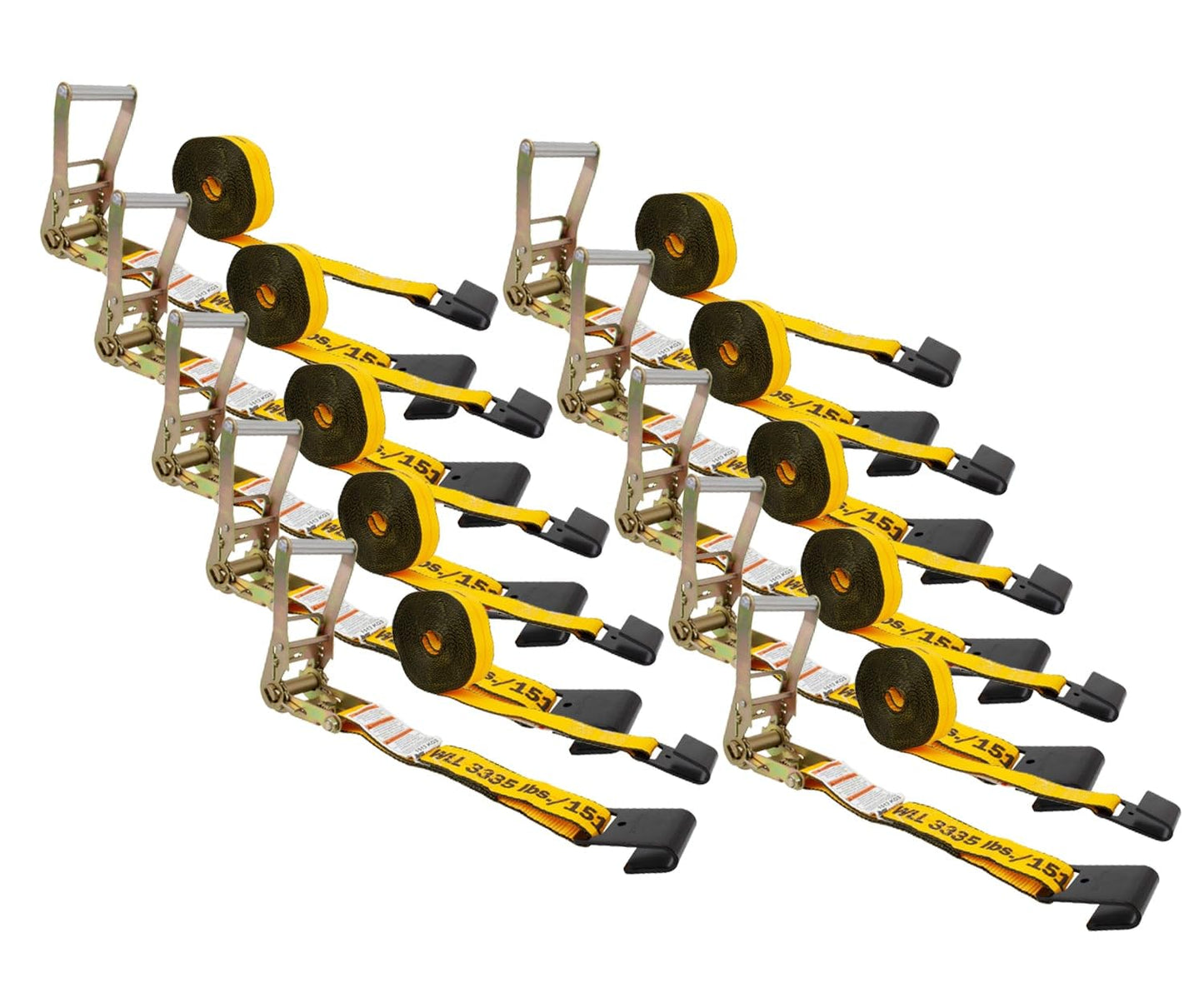 Mytee Products (10 Pack) Kinedyne 2" x 27' Ratchet Strap with Flat Hook