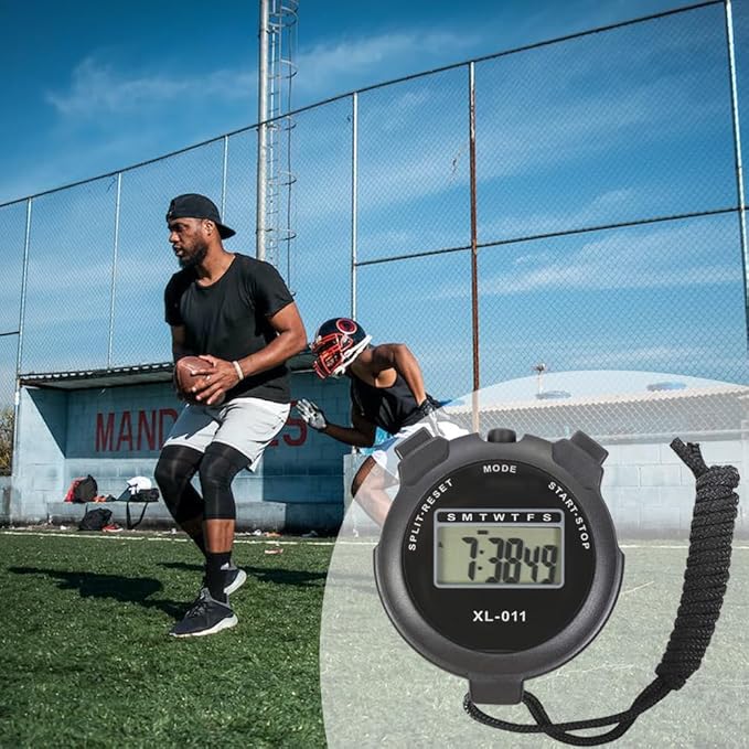16-Pack Multi-Function Electronic Digital Sport Stopwatch Timer, Large Display with Date Time and Alarm Function, Sports Coaches Fitness Coaches and Referees Black