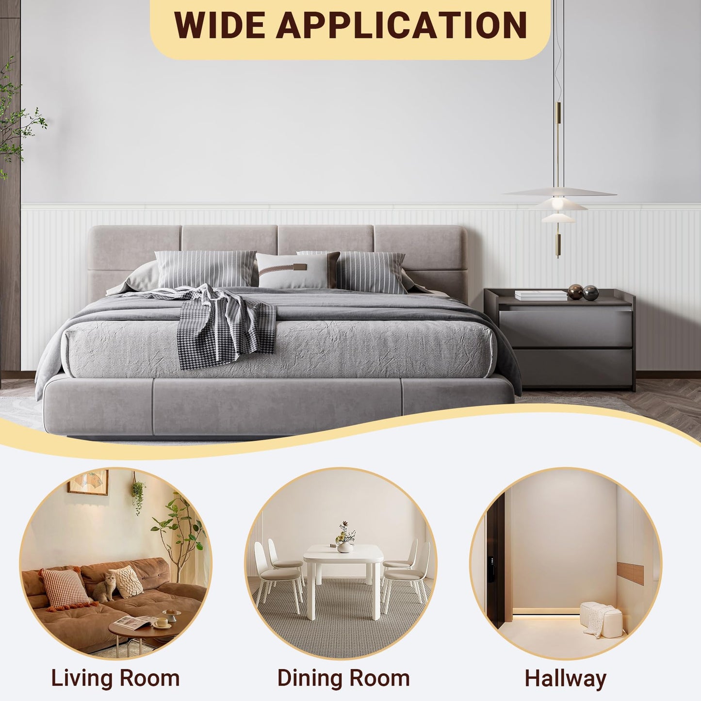 Trimold Premade Board-and-Batten Wainscoting Kit - Ready to Assemble Cover 118" x 39.4", Paintable Panel Molding Trim Slats for Accent Wall