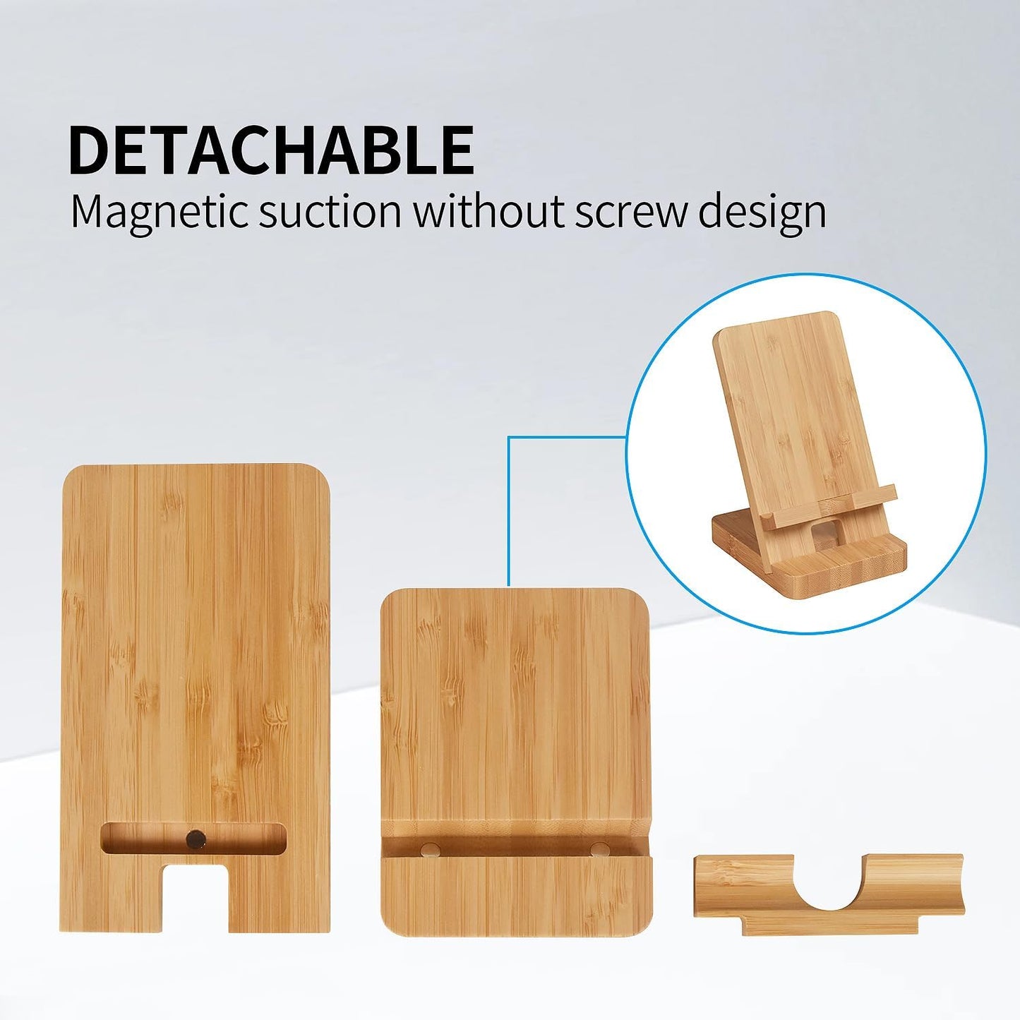 Baiwryxl Wood Phone Stand, Desktop Wooden Phone Holder, Portable Office Phone Stand for Desk, Wood ipad Stand