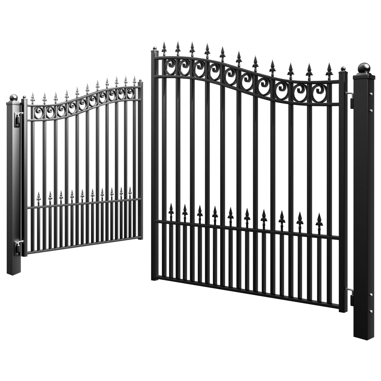 ZUMI Dual Swing Driveway Gates, 12x6 ft. Outdoor Steel Swing Gates for Driveway, Heavy-Duty Driveway Fence Gates for Home Security, Weatherproof Iron Security Gate Kit for Outdoor, Sydney Style