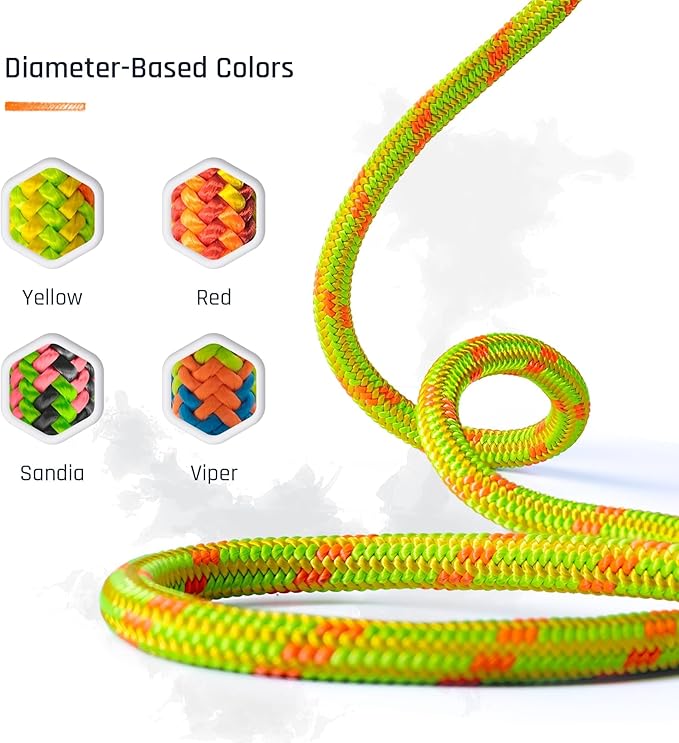 Pelican Rope Arborist Rope 11.8mm x 300Ft High-Strength 24-Strands Static Climbing Rope | 7,000 lb Strength for Tree Climbing, Pulling, Outdoors & Swing | Made in USA - Viper, Plain End