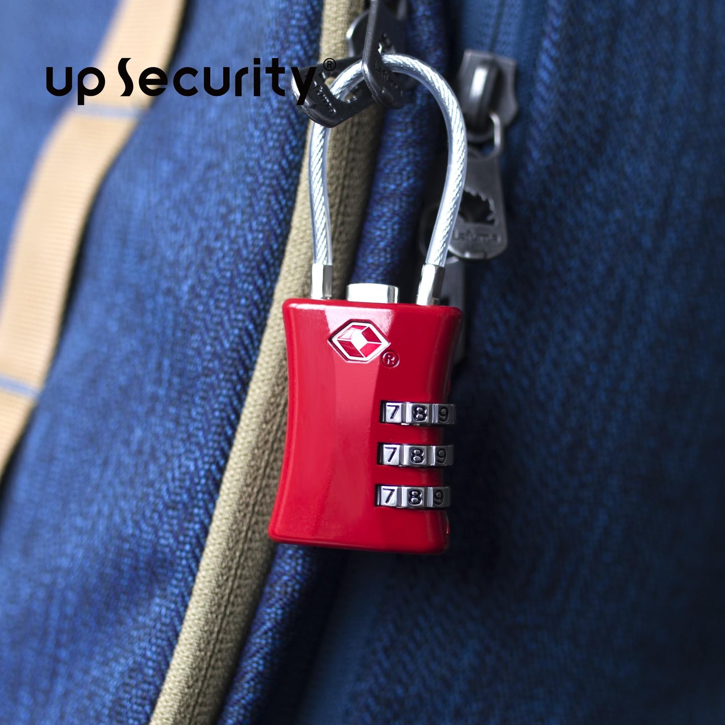 UP Security Suitcase Locks TSA Approved, Small Padlock Combination, TSA Locks for Luggage, Combo Travel Padlock with Code for Backpack, Gym Locker, Ammo Can (Black+Red)