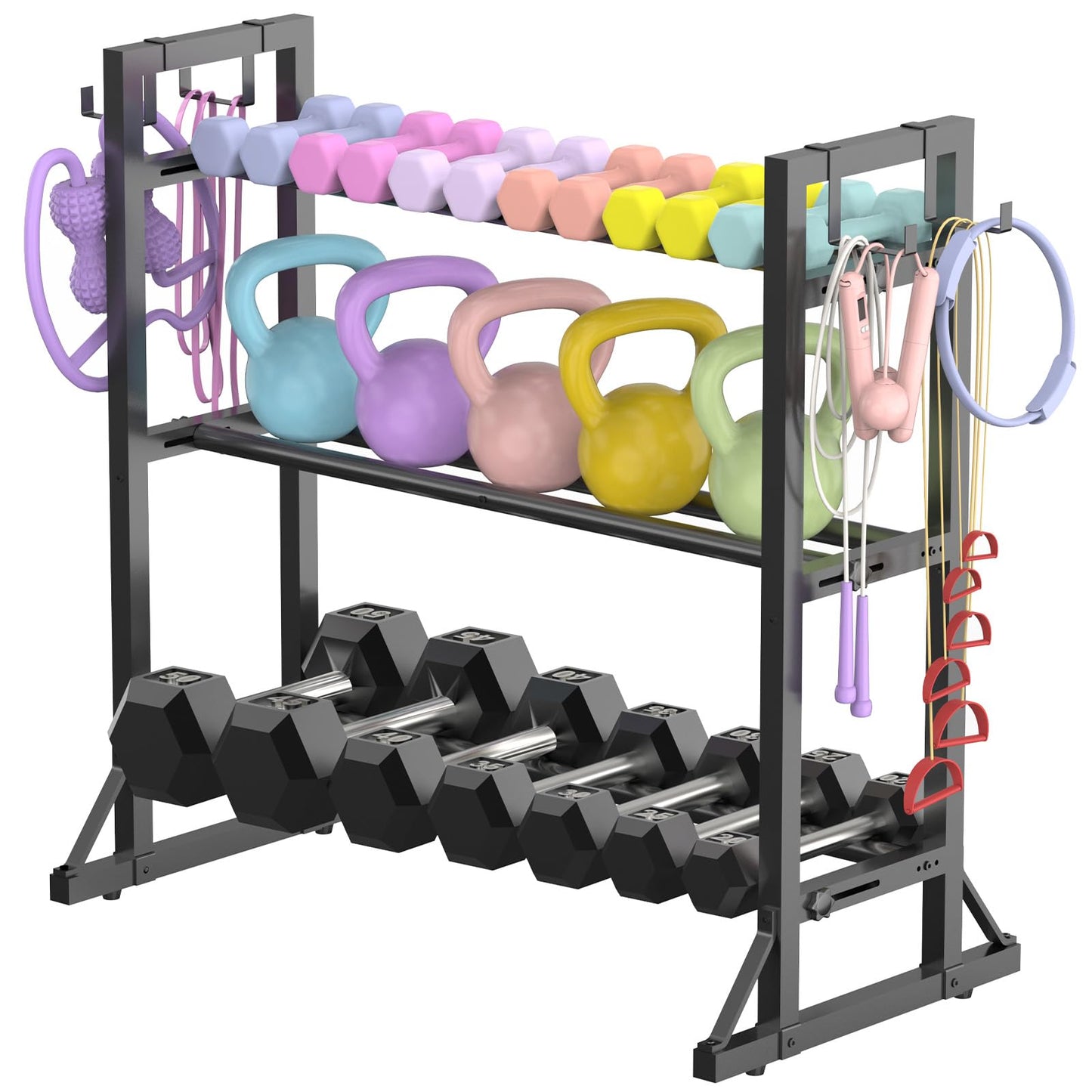 3-Tier Adjustable Dumbbell Rack Stand - Heavy-Duty Carbon Steel Weight Storage Organizer for Home Gym, Easy Assembly, 450 lb Capacity for Dumbbells & Kettlebells(dumbbell rack stand only)