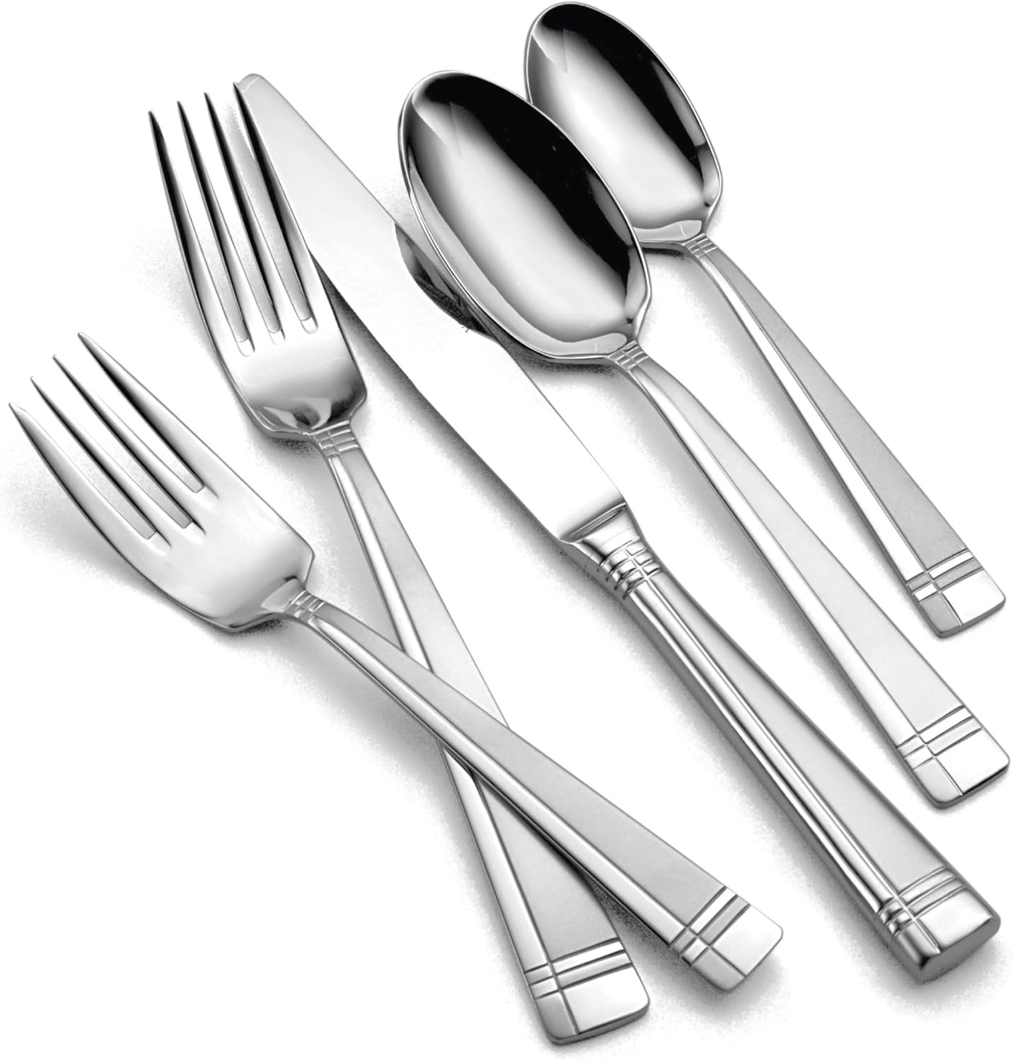 Oneida Amsterdam 45-Piece Silverware Set - Rust Resistant, Dishwasher Safe Flatware for 8 | Stainless Steel