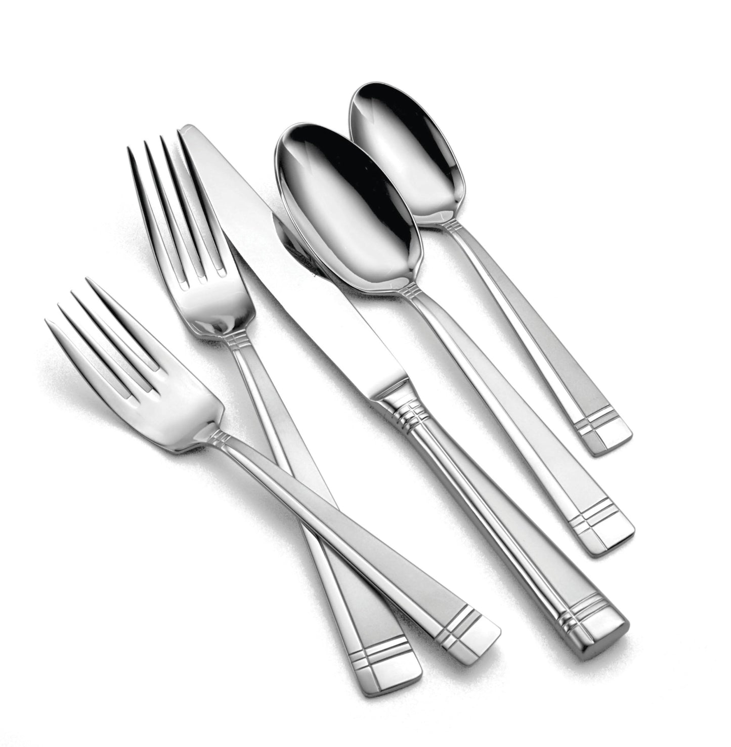 Oneida Silverware Set, Amsterdam 45-Piece Everyday Flatware Set, Service For 8, 18/0 Stainless Steel, Rust Resistant, Dishwasher Safe, Knives Spoons And Forks Set, Home And Kitchen (Silver, 45 Piece)