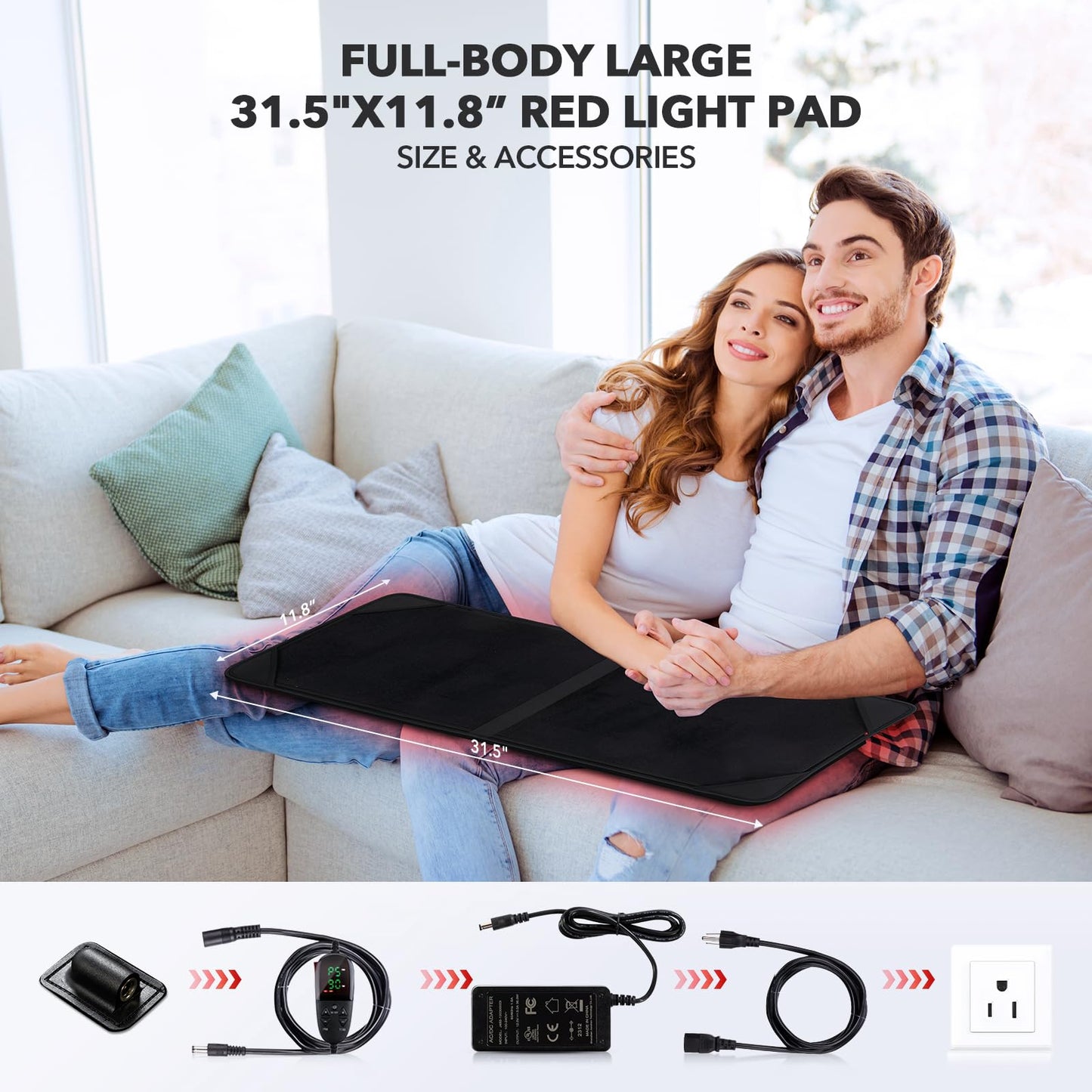 Red Light Therapy for Body, 31.5" * 11.8" Near Infrared Light Therapy Pad, 3-in-1 Chip 360 LEDs 660nm & 850nm Infrared Light Therapy for Body Back Waist Shoulder Knee Joint, Gift for Women Men