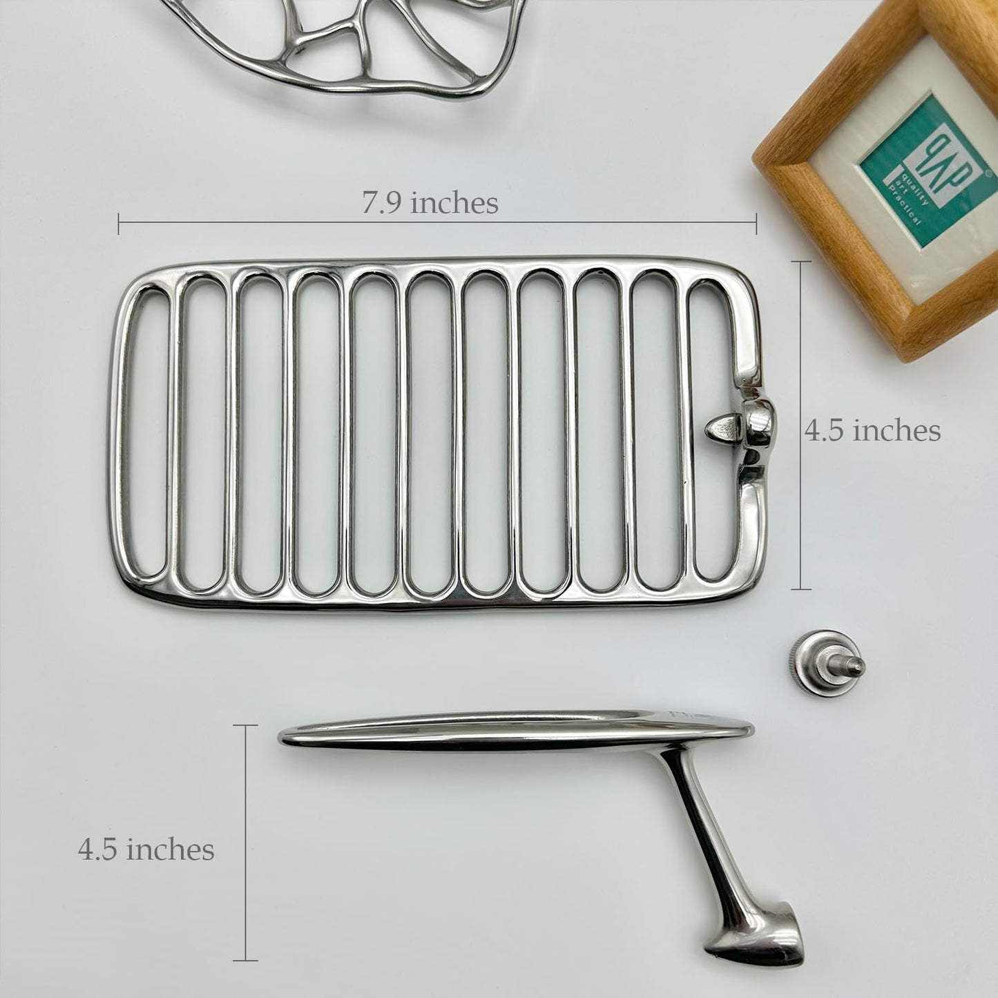 qAp quality art Practical Skeleton Grill Press with Sear Marks - Heavy Duty Stainless Steel Grill Weight for Even Cooking, Faster Grilling, Flat Burgers & Steaks - Dishwasher Safe
