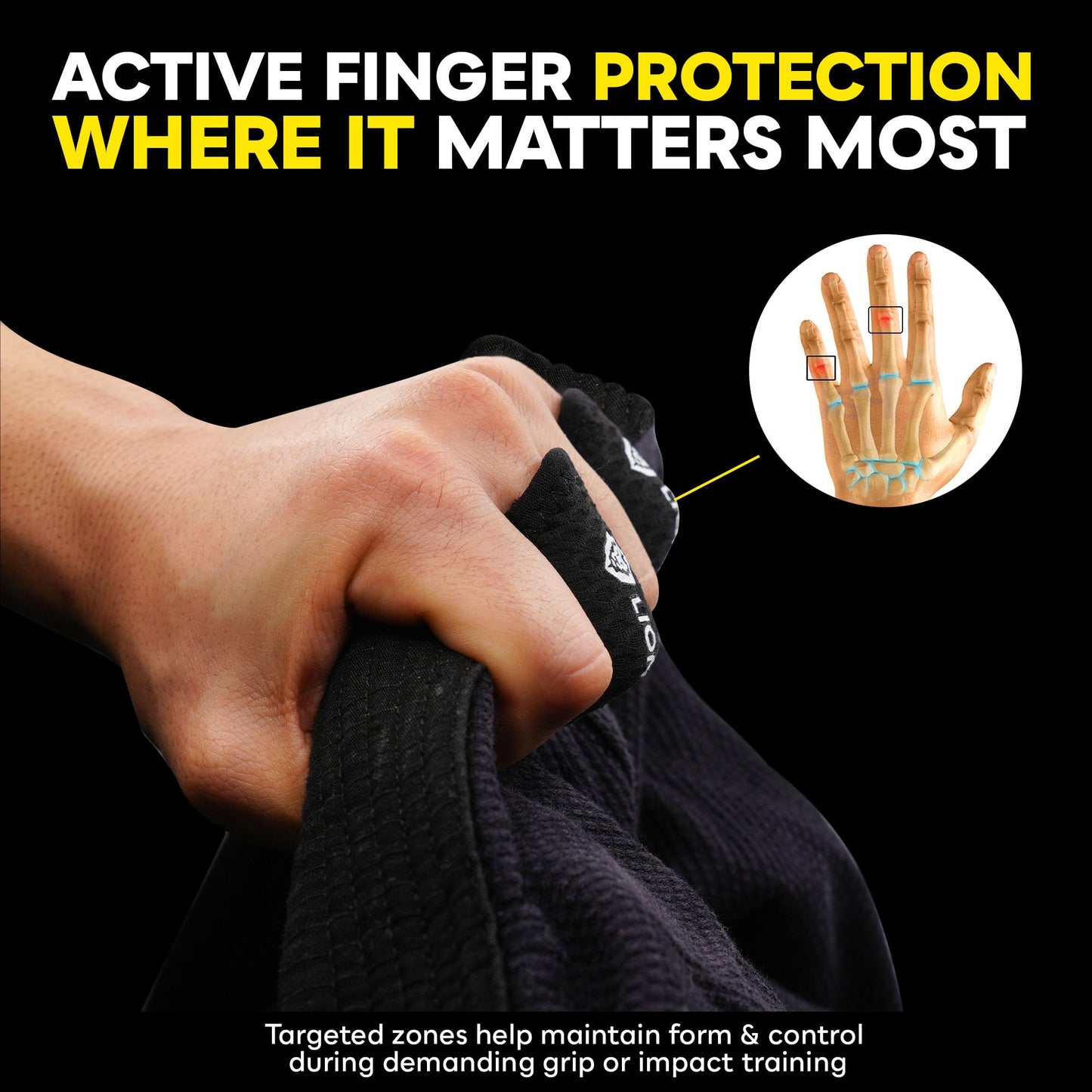 LIONTEK Single Flow Finger Sleeve V3 Pair — Joint Support & Compression for Activity, BJJ, Fitness, Volleyball, Basketball, and More (Large)