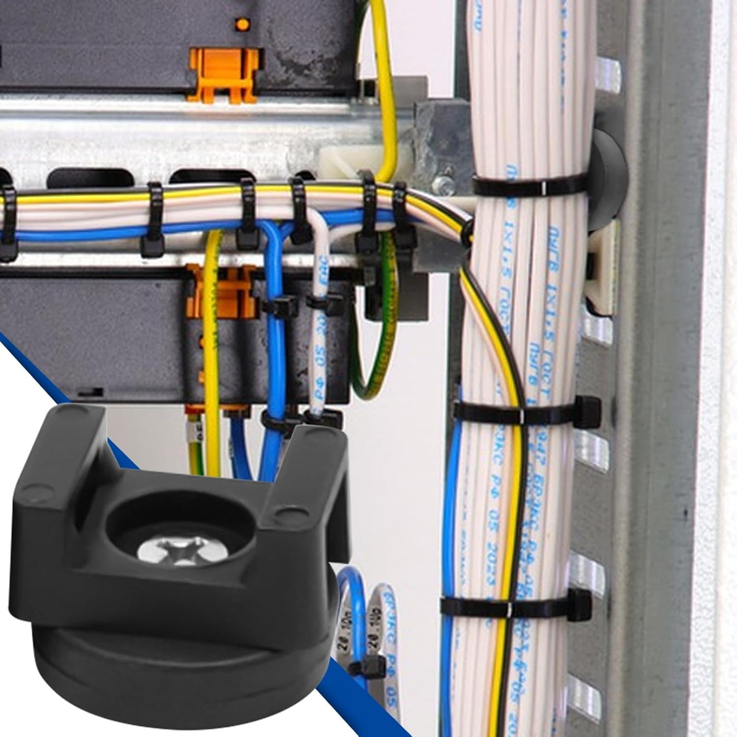 18lbs (22mm, Count, 20) Magnetic Cable Zip Tie Base, Heavy Duty Vertical Tension, Multipurpose Wire Clips Management
