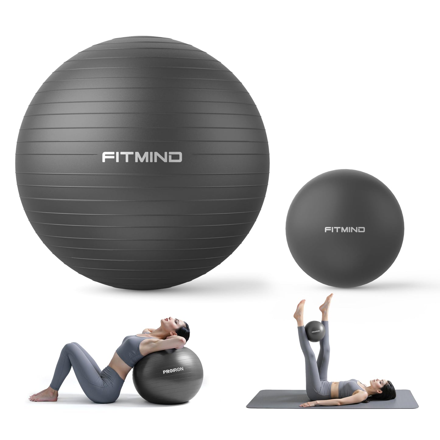 FITMIND Yoga Ball set-55cm&25cm(Black)