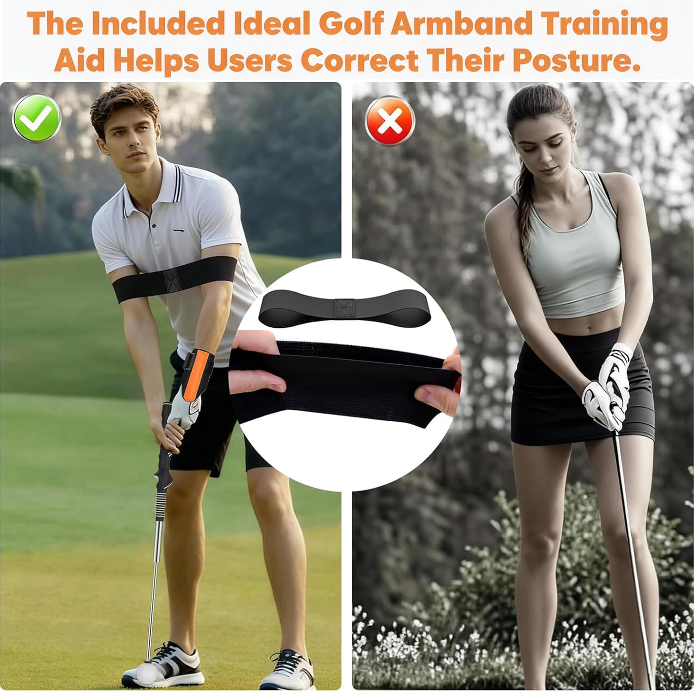 WENTCCION Golf Wrist Brace & Golf Swing Trainer Aid - Ambidextrous Hinge Training Support with Medical-Grade Splint, Post-Injury Recovery & Swing Correction for Men Women