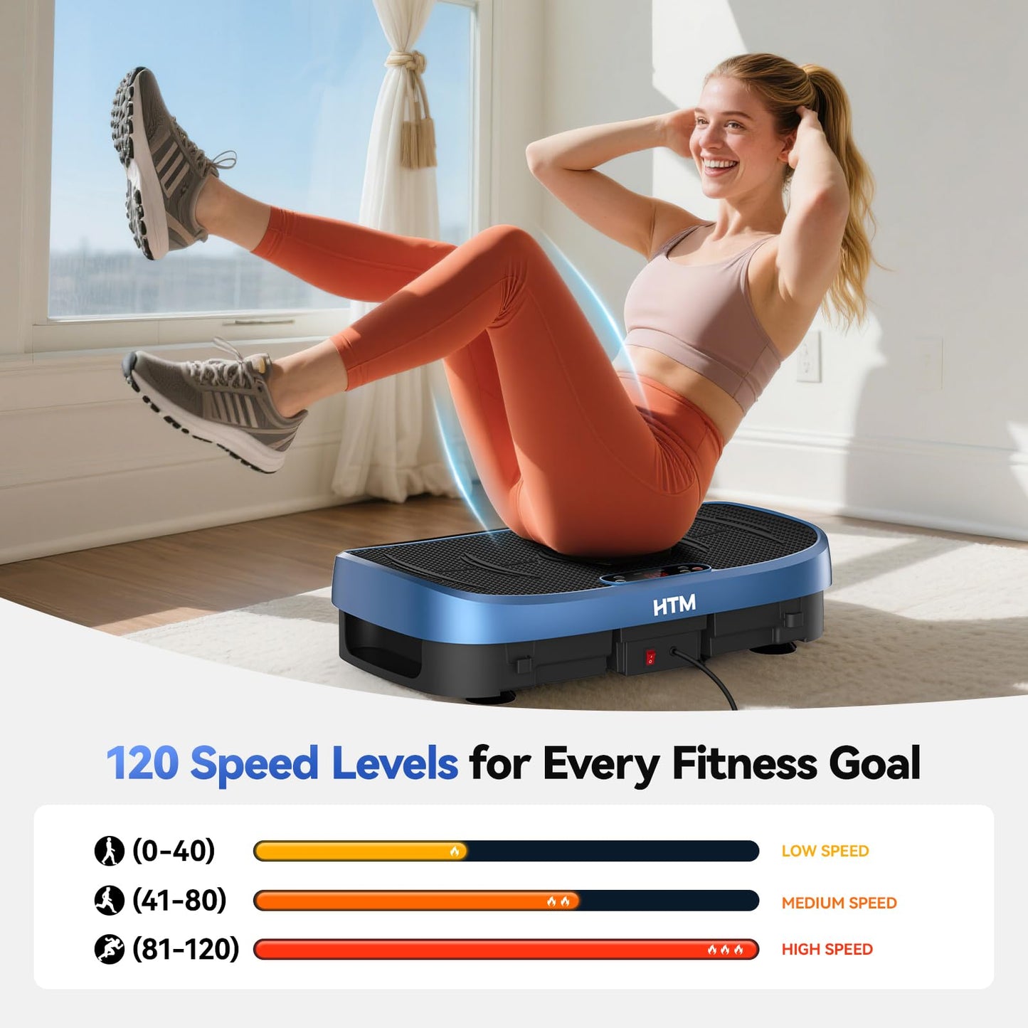 Vibration Plate Exercise Machine - 330lbs Weight Capacity, 120 Speed Levels, Full Body Workout Shake Board for Home Fitness, Toning and Wellness, LED Display, Low Noise Motor